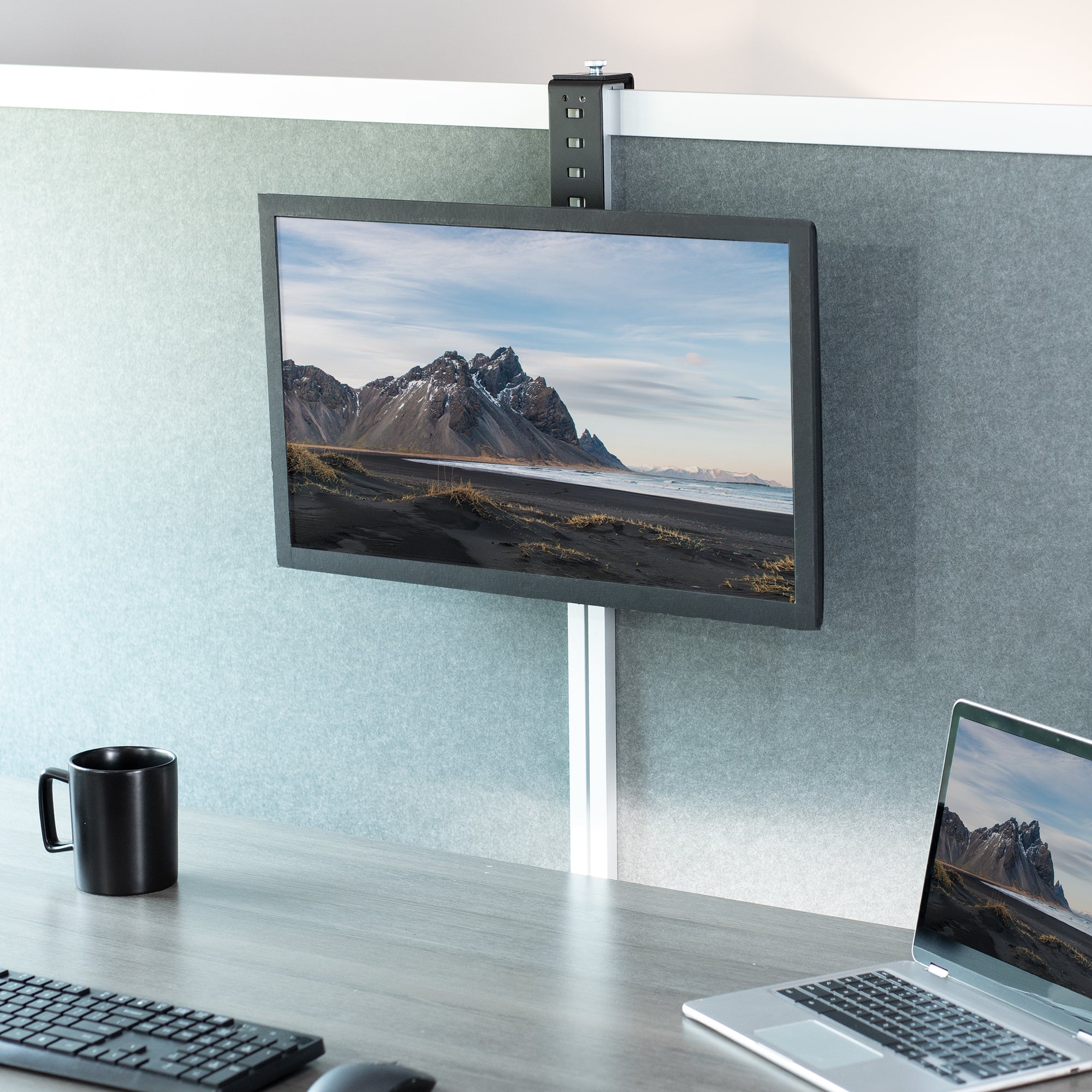 Adjustable Cubicle Monitor Mount for 17 to 32 Inch Screens - Perfect for Office Workstations and Home Office Setups