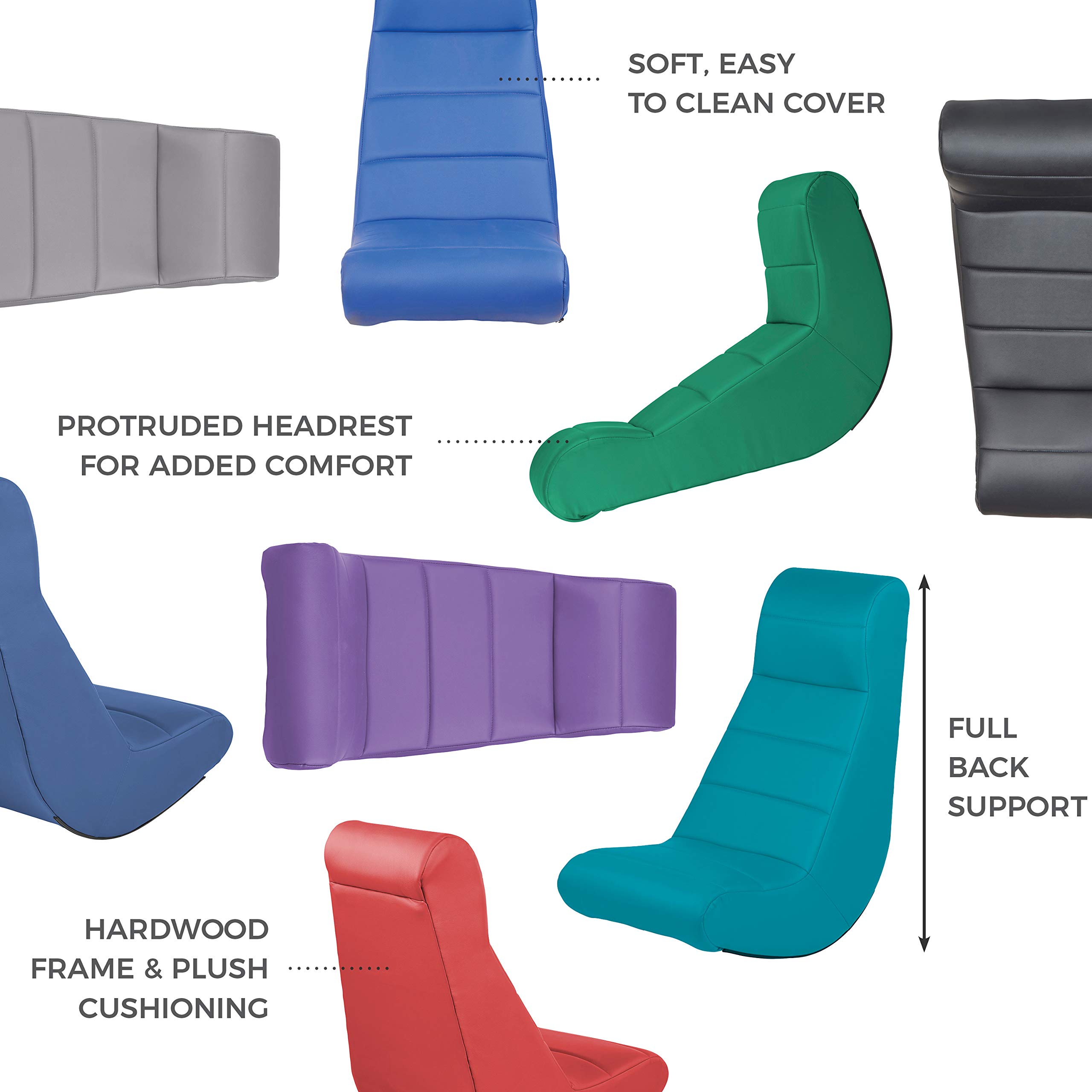 **Ergonomic Floor Rocker Chair - Soft Cushioned Video Gaming & Reading Chair for Kids, Teens & Adults - Comfortable Floor Seating for TV Watching, Gaming & Relaxation - Green (10489-GN) - Perfect for Living Rooms, Bedrooms & Play Areas**
