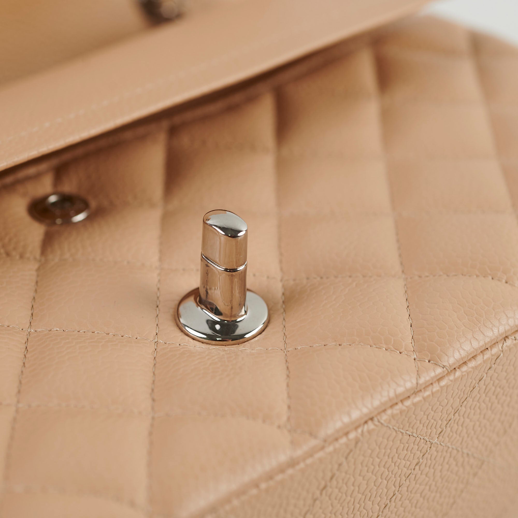 Chanel Medium/Large Caviar Double Classic Flap Bag in Beige | Luxury Designer Handbag for Women | Perfect for Work, Evening Events & Special Occasions