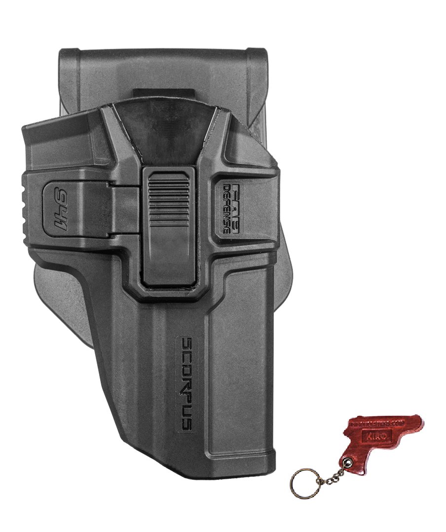 Fab Defense Scorpus Holster for Jericho 941F Pistol - Tactical Black Kydex Holster with Leather Keychain | Perfect for Range Shooting, Concealed Carry & Outdoor Activities