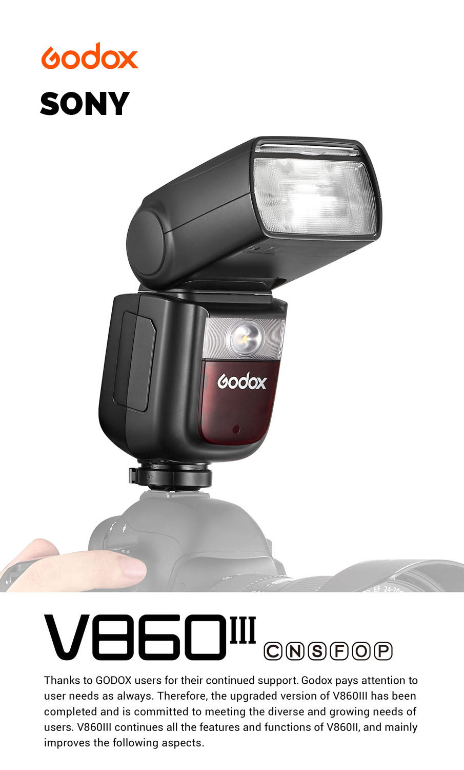 Godox V860III Sony Speedlight Flash - TTL Compatible with Sony Cameras | Perfect for Wedding, Portrait & Event Photography