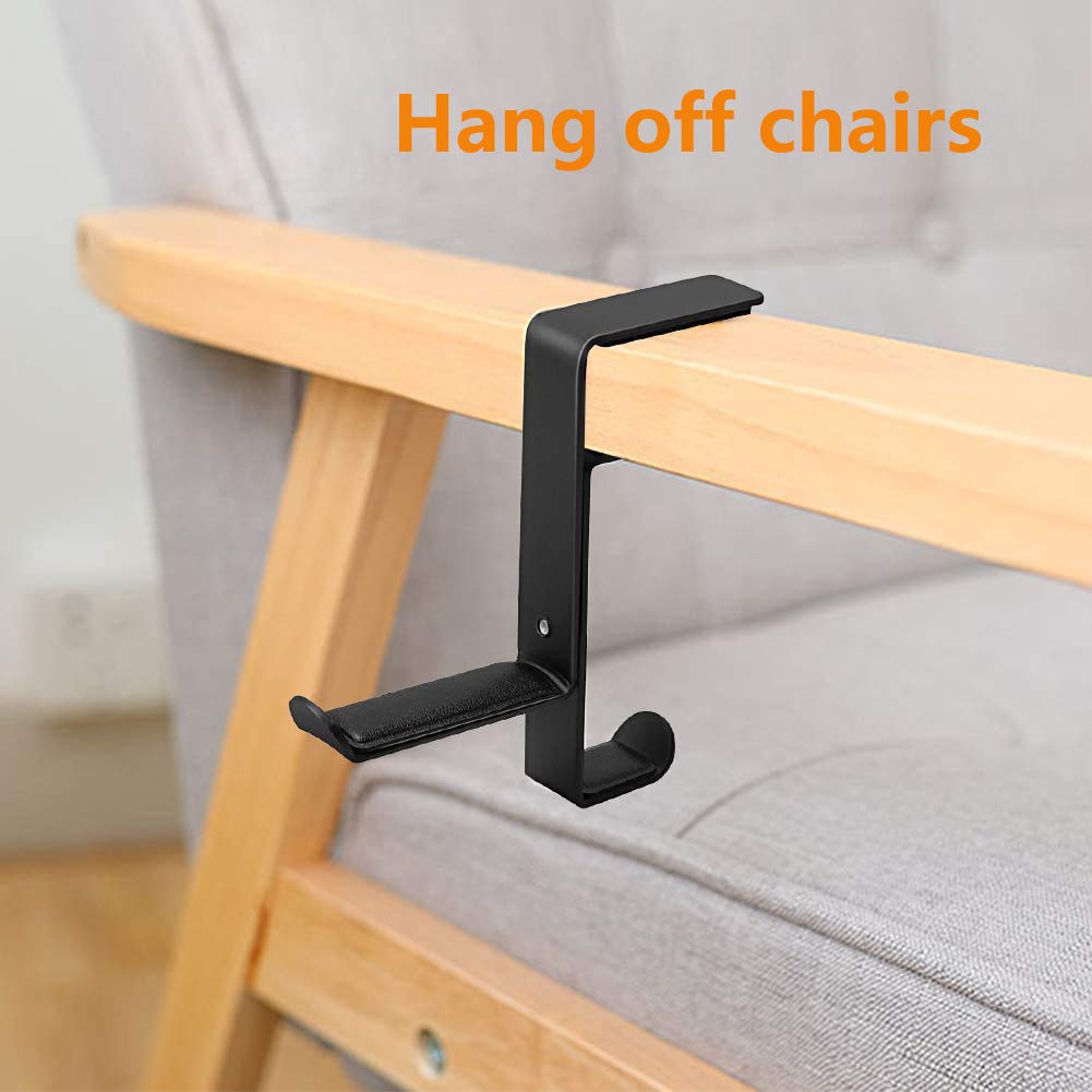 Adjustable Universal Headphone Stand Holder - Desk & Shelf Mount Hanger Hook for Gaming Headsets, Earphones, PC Accessories - Durable Black Display Bracket for Home, Office & Gaming Setup