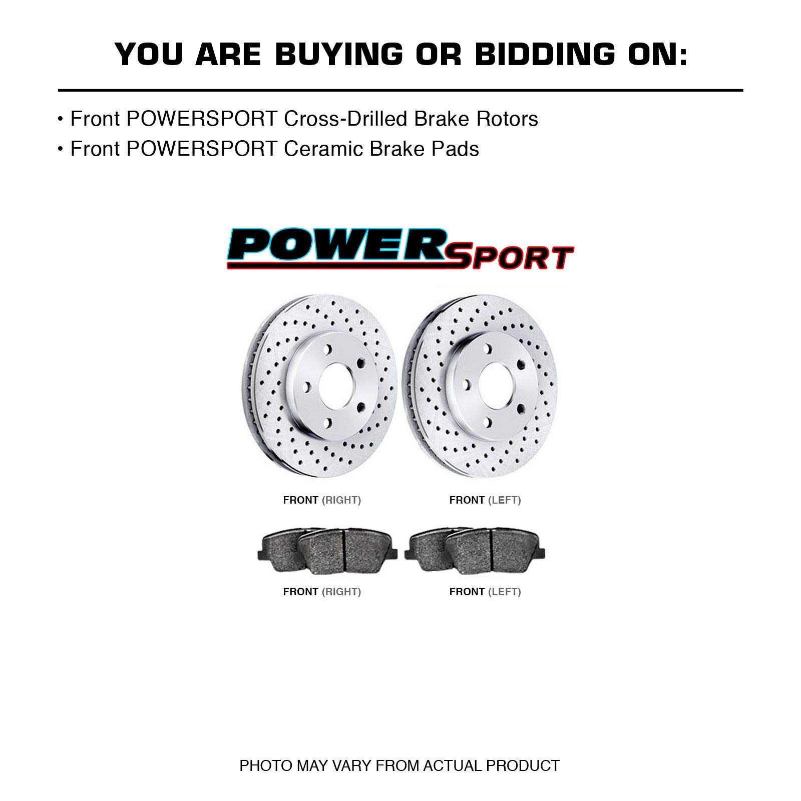 PowerSport Front Brake Pads and Rotors Kit - Ceramic Brake Pads & Rotors for 1970-1977 Mercury Capri, 1985-1986 Hyundai Stellar | High-Performance Braking for Classic Cars & Daily Driving
