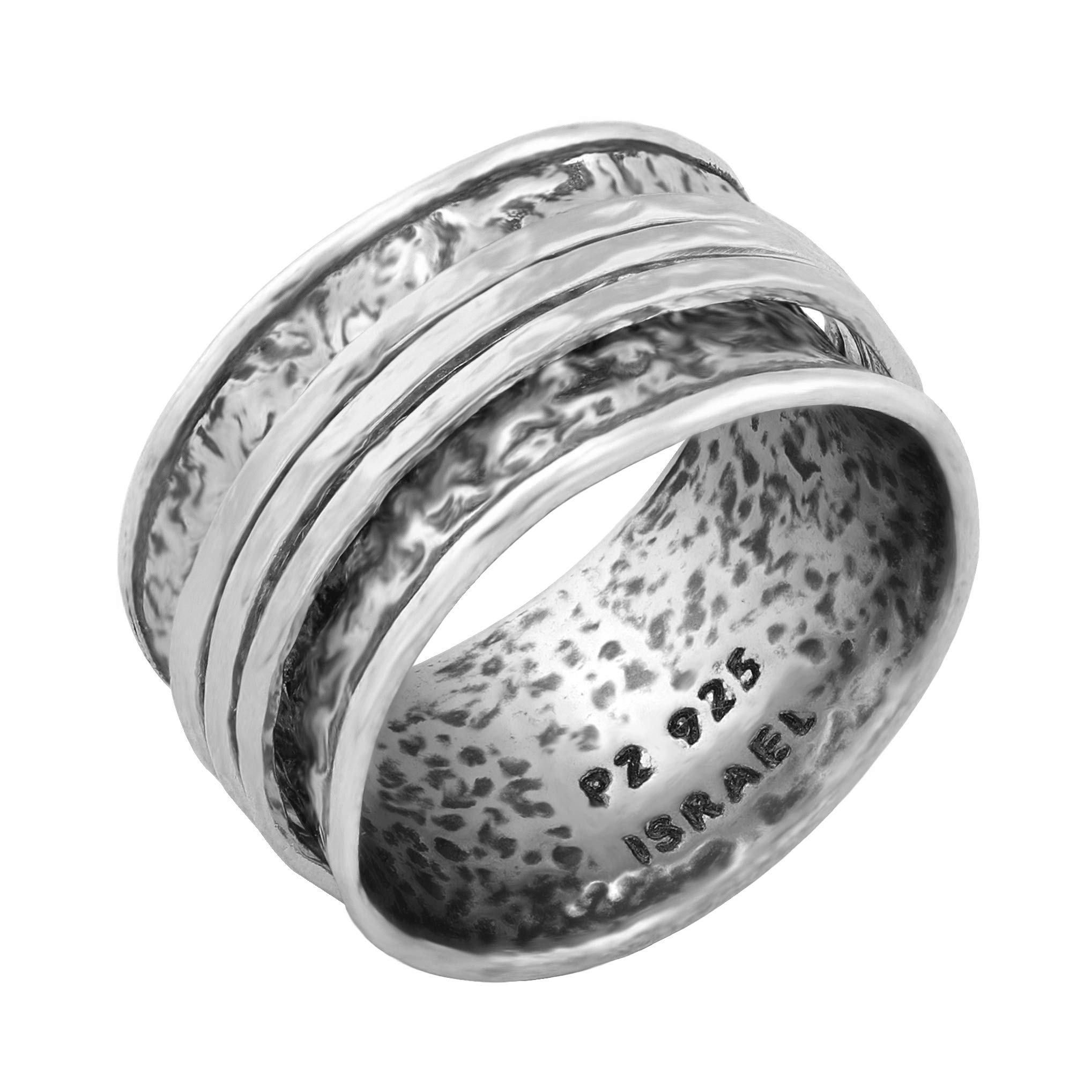 Paz Creations Sterling Silver Spinner Rings - Handcrafted Boho Rotating Rings for Anxiety Relief & Meditation, Perfect for Stress Relief, Yoga, and Mindfulness Practice