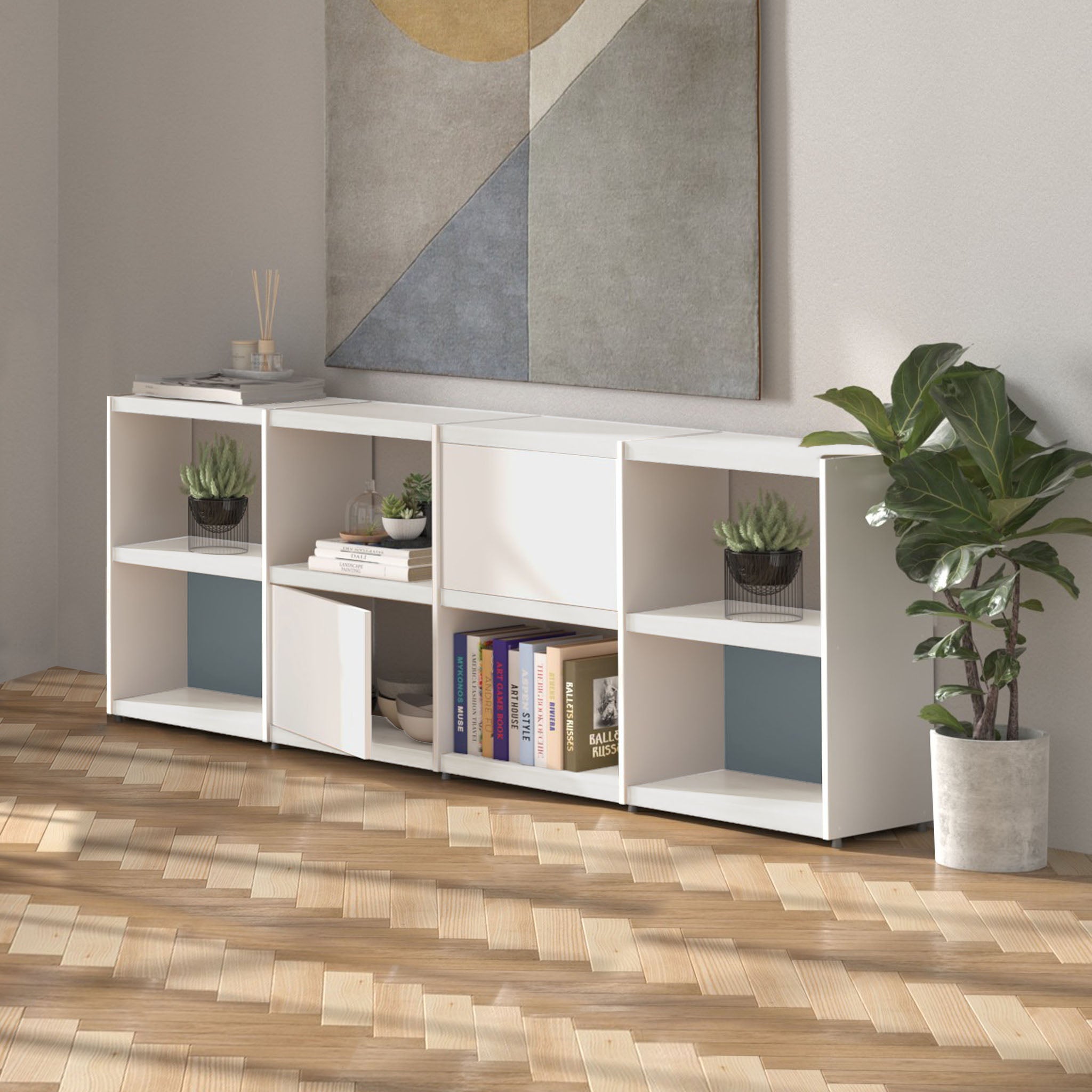 YOMO Modular Bookshelf 2x5 - Modern Wooden Bookcase with Adjustable Shelves for Home Office, Living Room & Bedroom Storage Organization