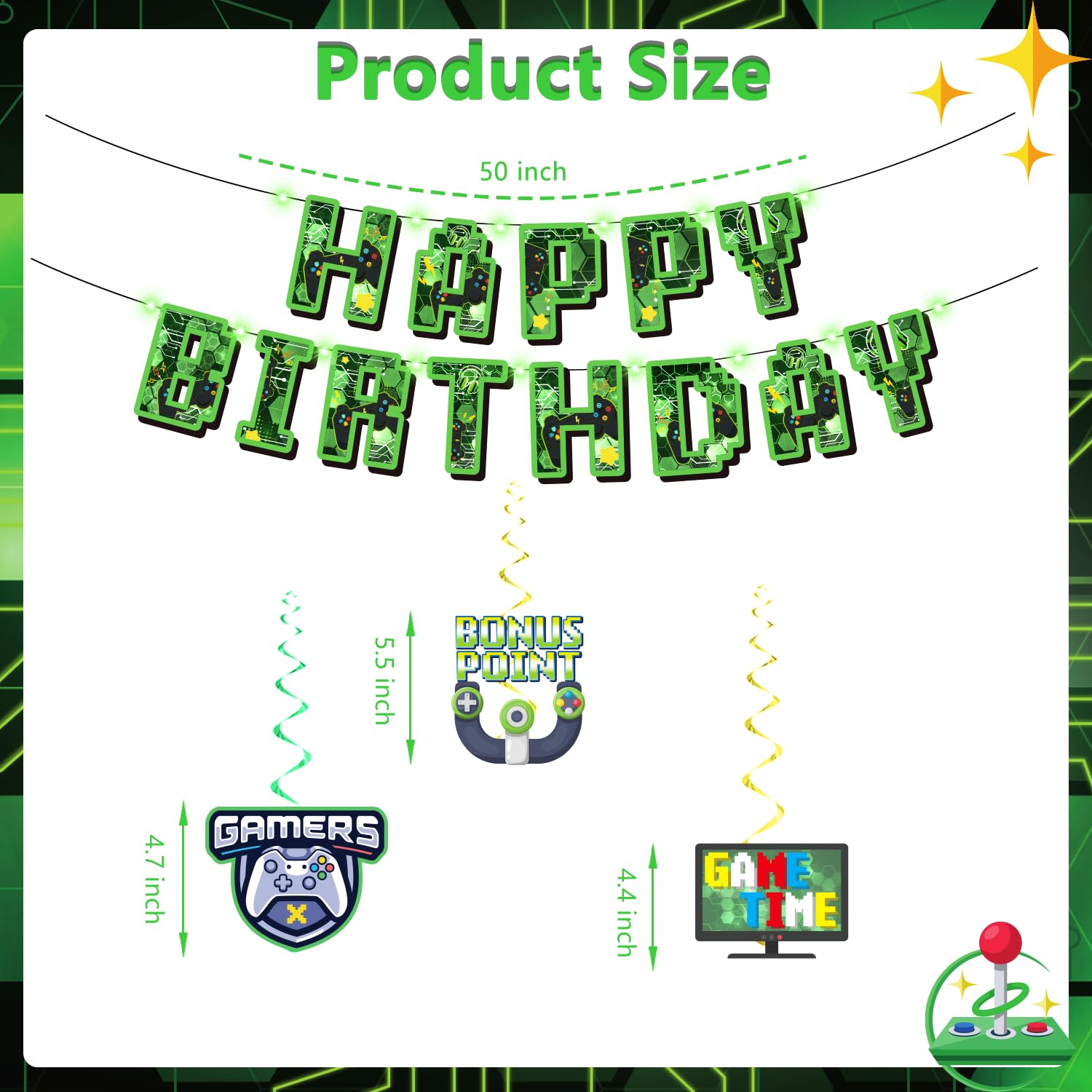 159-Piece Video Game Birthday Party Decorations Set - Includes Banner, Plates, Tablecloth & More - Gamer Themed Party Supplies for Boys - Serves 25 Guests (Green) - Perfect for Gaming Birthday Parties, Teen Celebrations & Esports Themed Events