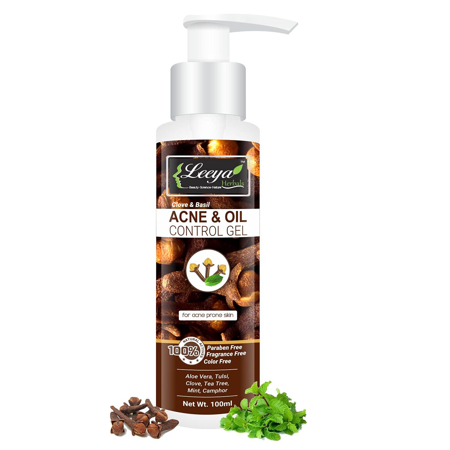 Leeya Clove Gel for Face - Acne & Oil Control Treatment with Basil Extract - 100g for Men & Women - Perfect for Daily Skincare & Blemish Prevention (LEEYA 516)