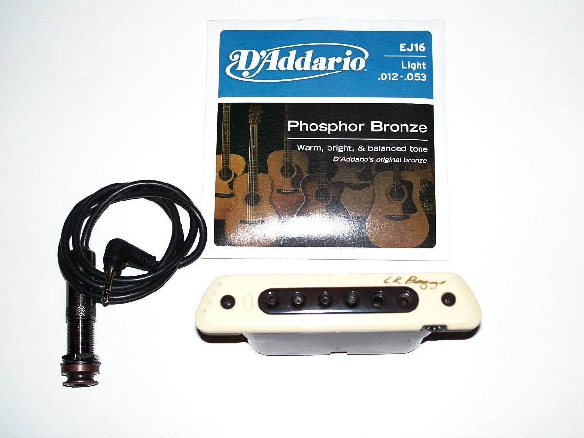 LR Baggs M80 Magnetic Soundhole Pickup for Acoustic Guitar with Steel Strings + Free J-16 Strings Set - Perfect for Live Performances, Studio Recording & Traveling Musicians (VWWS USA)