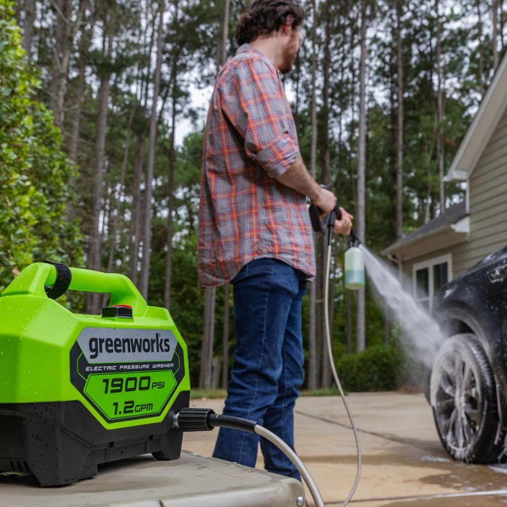 Refurbished 1900 PSI 1.2 GPM Electric Pressure Washer with 11-Inch Surface Cleaner & Soap Dispenser - Ideal for Driveway, Deck, Patio, and Home Exterior Cleaning