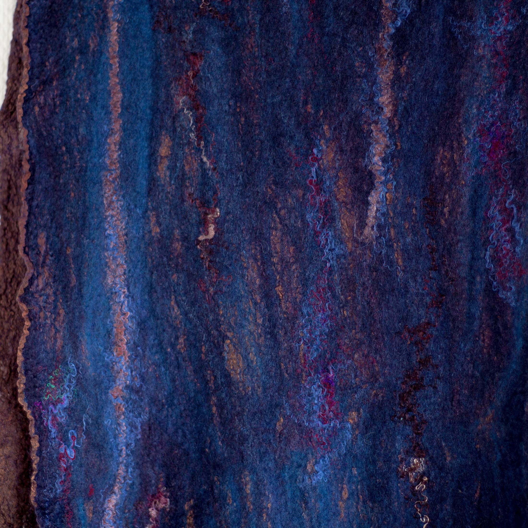 Premium Nuno Felt Scarf - Dark Blue Navy Wool Blend Wrap for Women | Warm Winter Shawl, Fashionable Silk-Like Stole for Evening & Office Wear | Perfect for Fall, Spring & Special Occasions