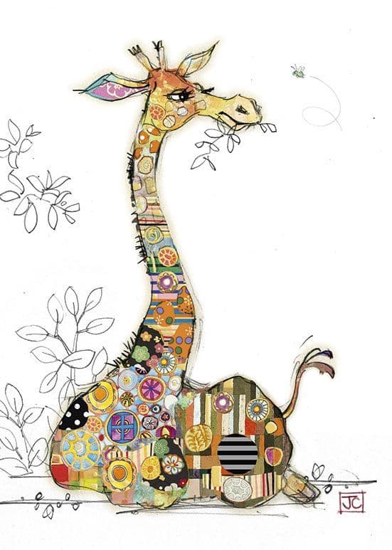 Bug Art Greeting Card with Giraffe Design - Perfect for Birthday, Thank You & Special Occasions | Unique Animal-Themed Stationery