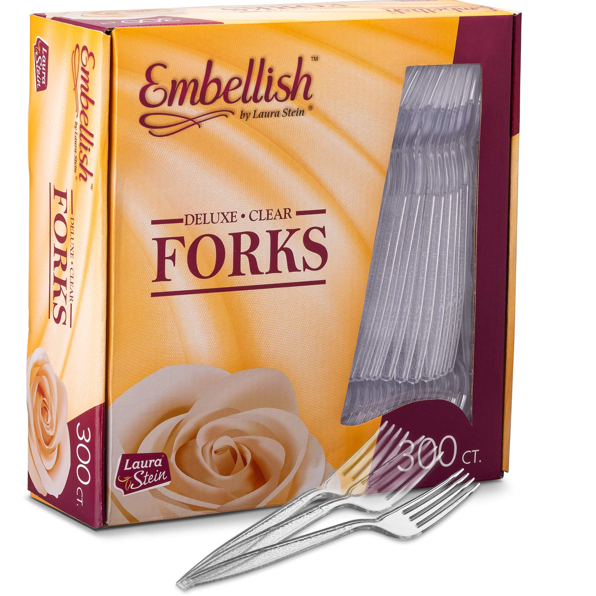 300-Pack Heavy Duty Disposable Plastic Forks - Crystal Clear Disposable Cutlery for Weddings, Parties, Catering & Events | Bulk Plastic Forks for Buffets, Cafes, Home Use & Outdoor Picnics - Durable & Eco-Friendly Disposable Utensils