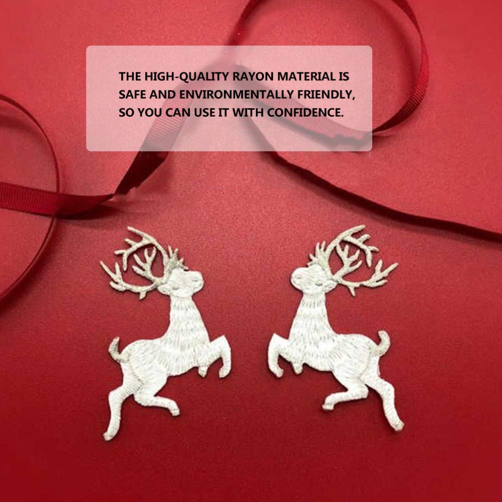 4Pcs Christmas Deer Iron-On Embroidery Patches - DIY Elk Applique for Hats, Clothes, Backpacks & Jeans - Festive Holiday Decor & Craft Supplies (Perfect for Christmas DIY Projects & Gift Making)
