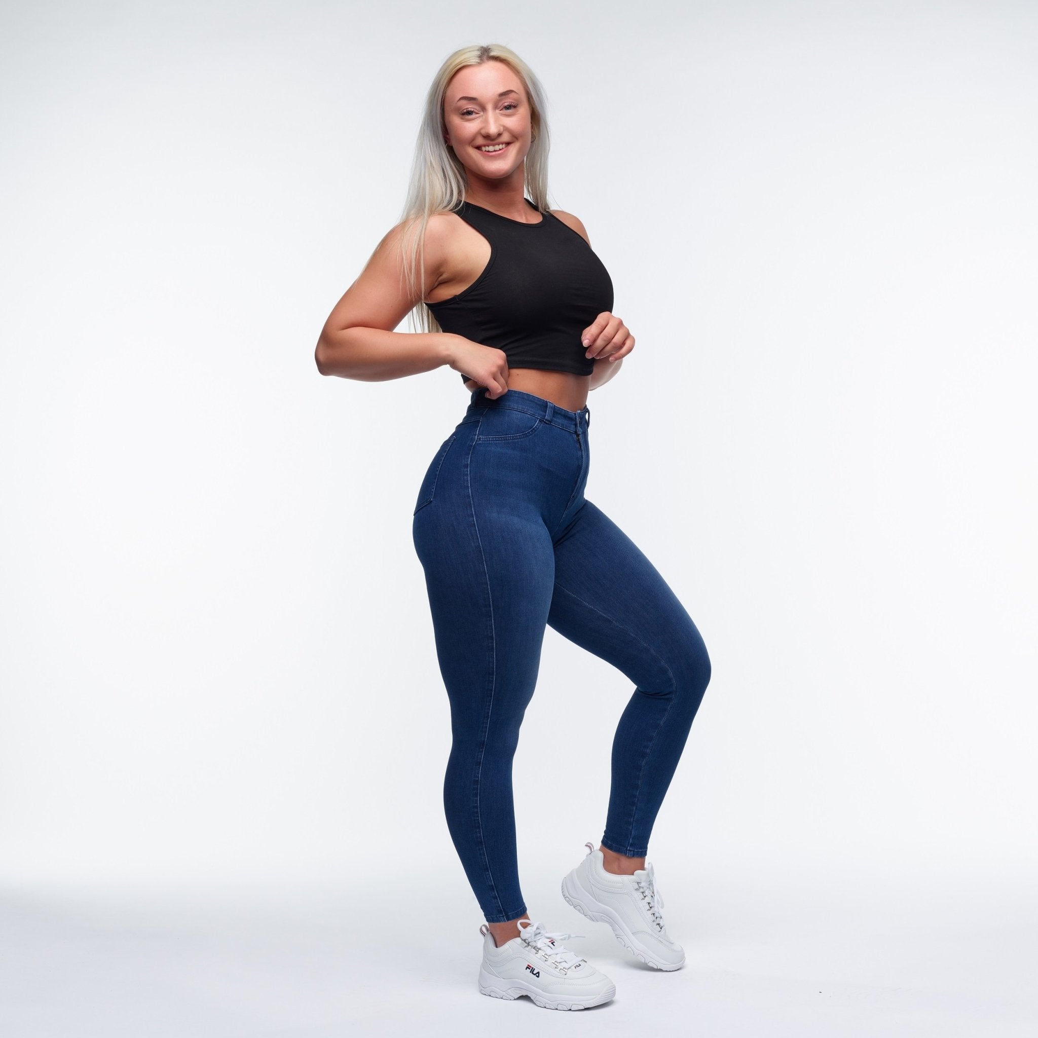 Best High Waisted Jeans for Women - Dark Blue Denim Skinny Jeans - Comfortable & Stretchy - Perfect for Casual Wear, Office & Night Out