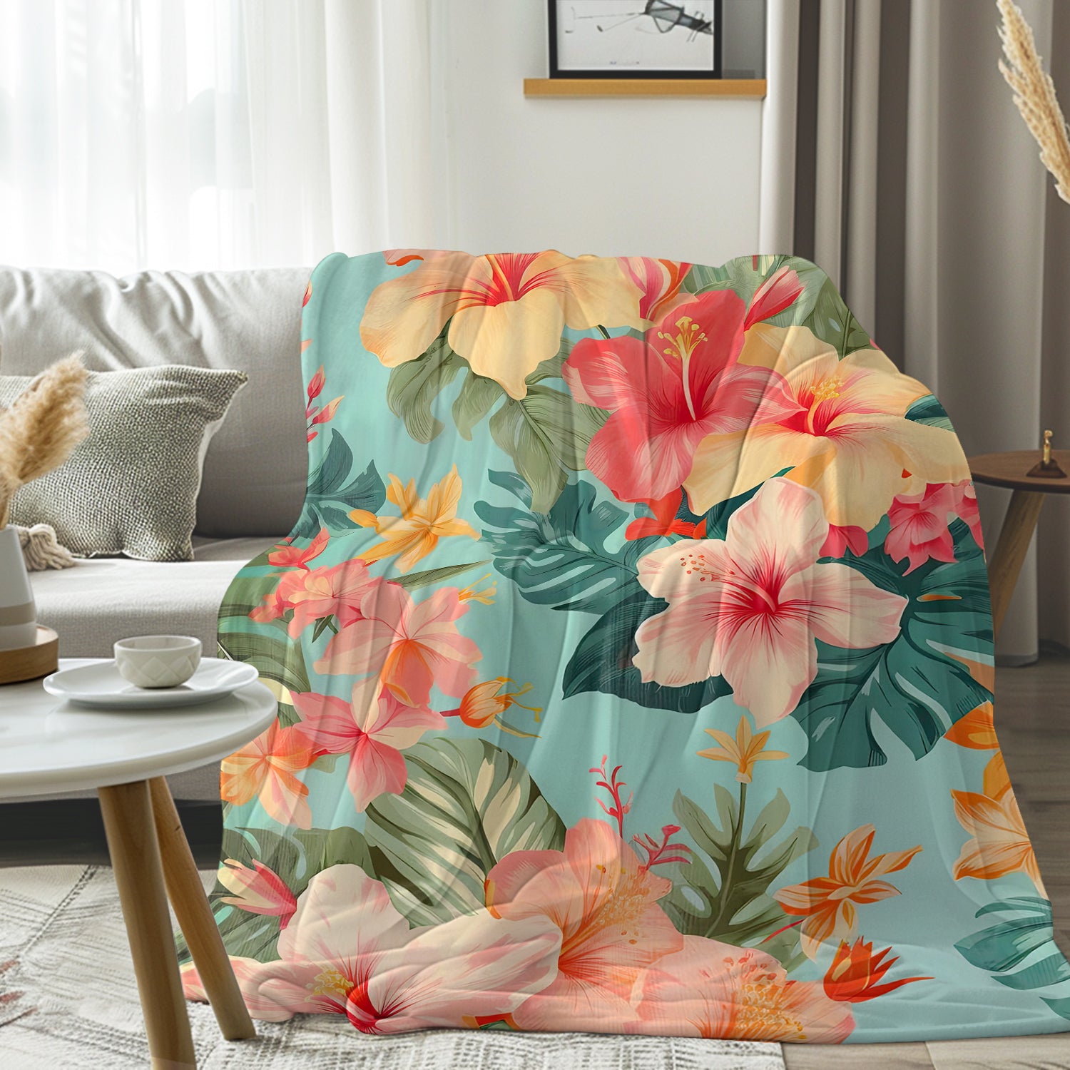 Soft & Cozy Hibiscus Passion Flannel Fleece Blanket - Warm Winter Throw for Couch, Bed & Outdoor Camping