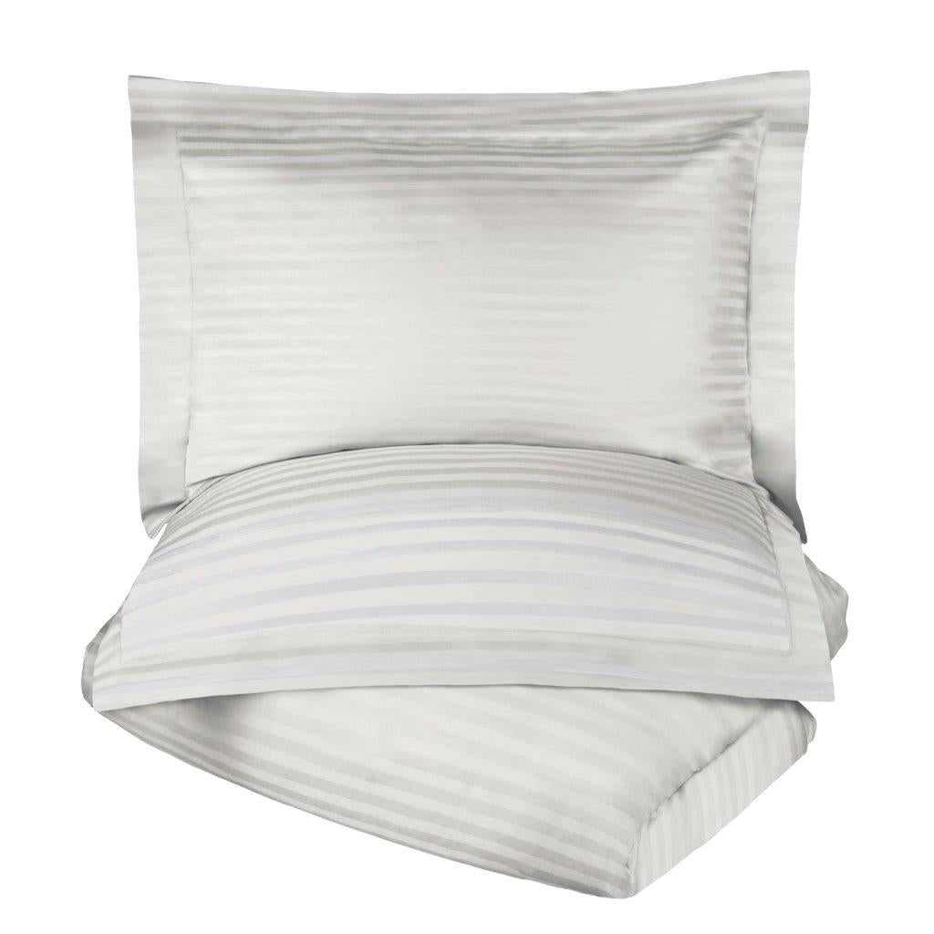 Luxury Egyptian Cotton 600 Thread Count Duvet Cover Set - Queen Size, Striped Design for Bedroom Decor | Soft & Breathable Bedding Set for Hotels, Guest Rooms & Master Bedrooms