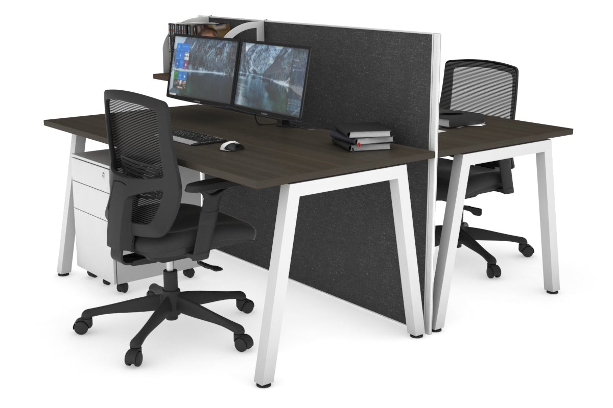 Horizon Quadro 2-Person Office Workstation Bench with A-Legs - 1600L x 800W Dimensions & Cable Management Scallop - Perfect for Collaborative Workspaces & Office Desking Solutions