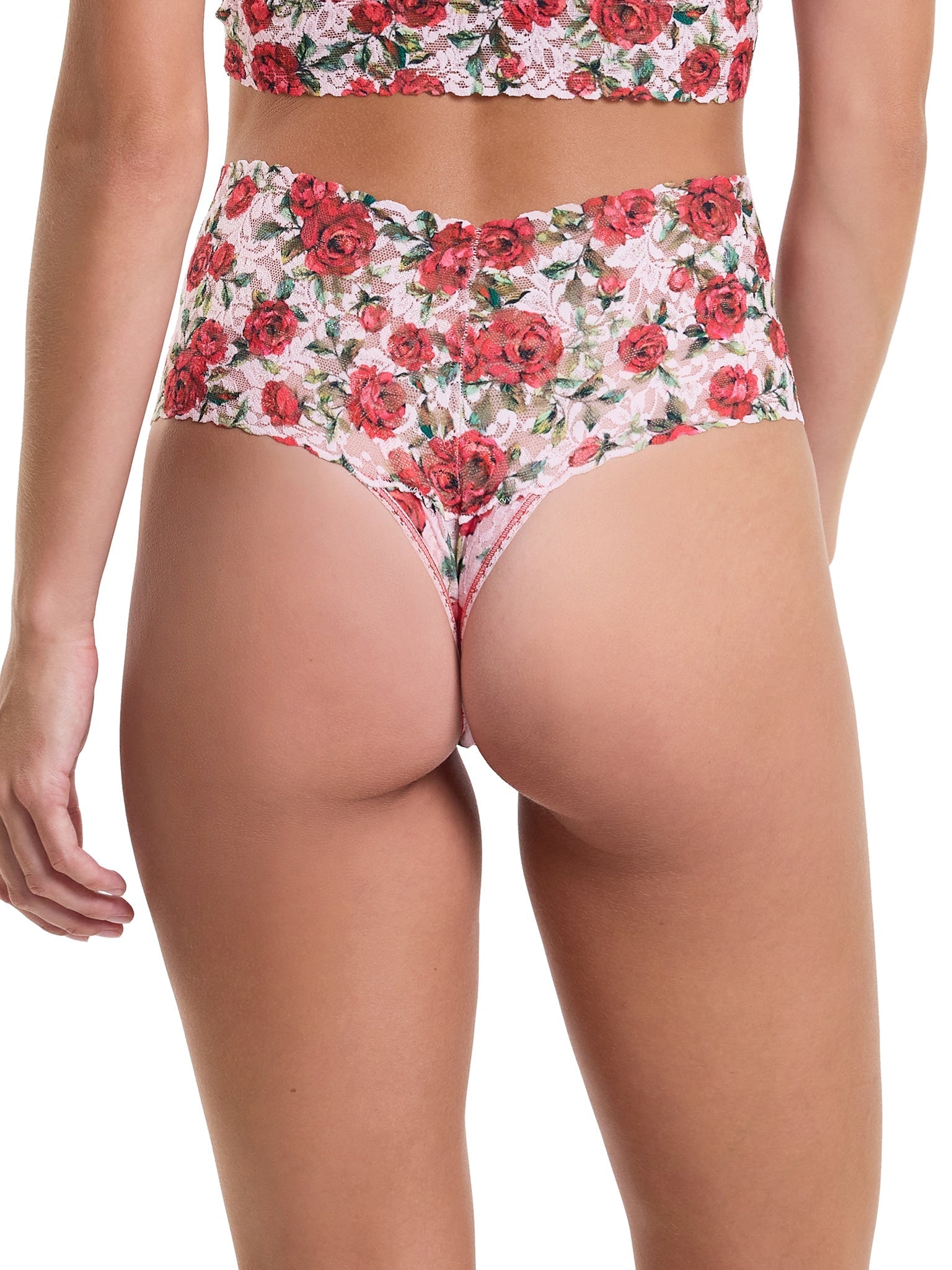 Vintage Printed Lace Thong Panties - Sexy Retro Underwear for Women - Perfect for Date Night, Boudoir & Special Occasions