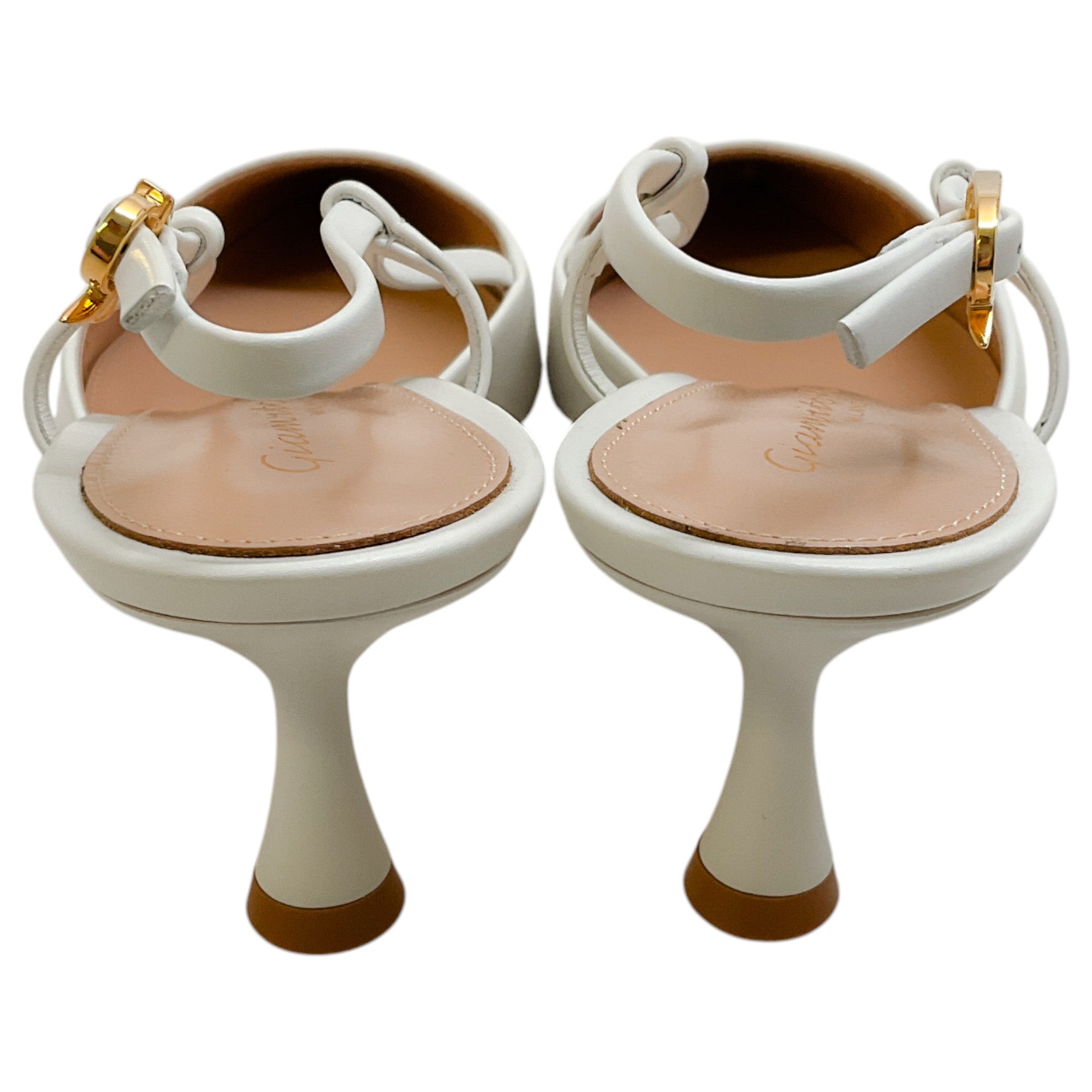 Gianvito Rossi Women's White Leather Ascent 55 Slingback Pumps - Elegant High Heels for Office, Party & Wedding Events