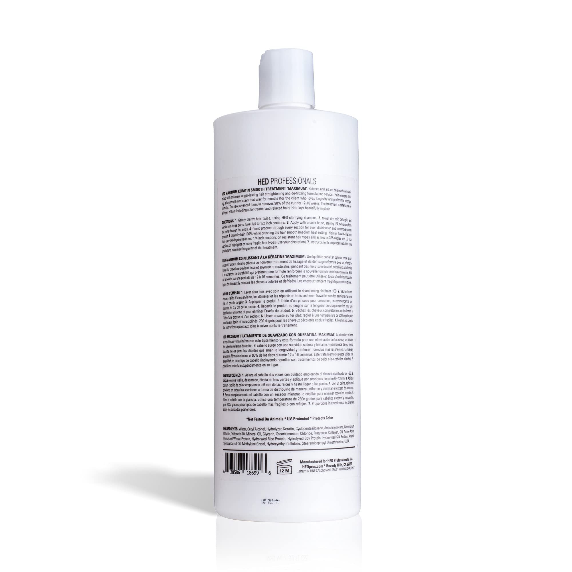 HED Maximum Keratin Smooth Treatment for Hair - Keratin Hair Care Softener, Frizz Control & Shine Enhancer for Silky Smooth, Relaxed Hair - Perfect for Daily Styling & Salon-Quality Results at Home