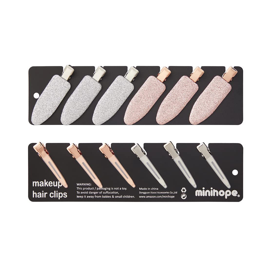 Minihope 12-Piece No Bend Hair Clips - Non-Slip Curl Pin Clips for Makeup & Styling | Crease-Free Hair Accessories for Salon, Home & Travel (Shiny Metal-Plastic Design, 2022 Style)