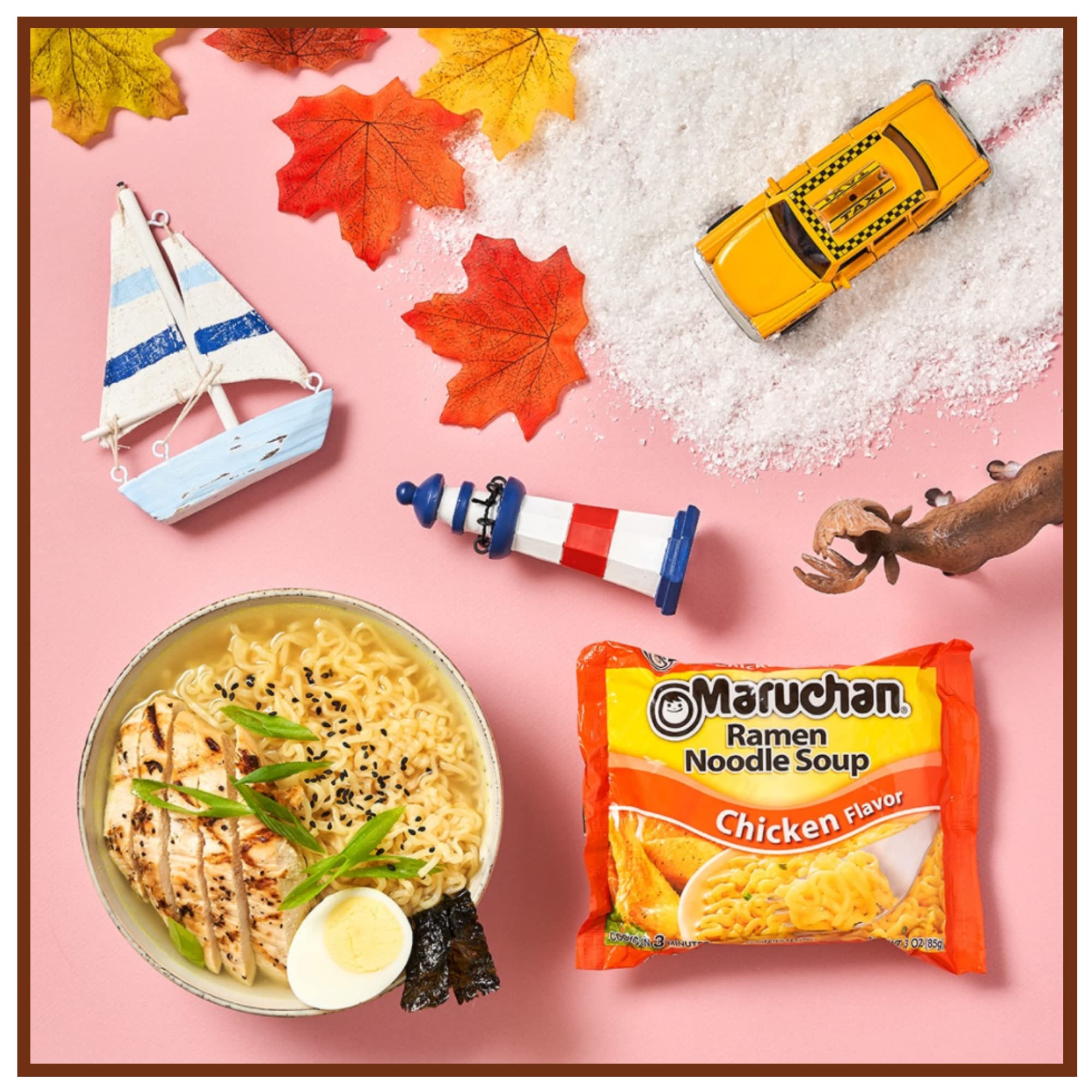 Ja’Cor Instant Ramen Noodles Soup 3 oz - Chicken Flavor, Quick & Easy Meal for On-the-Go, Office Lunch, College Dorm Snacks - Includes 24 Individual Packs + Reusable Chopsticks - Perfect for Travel, Camping & Emergency Food Supply