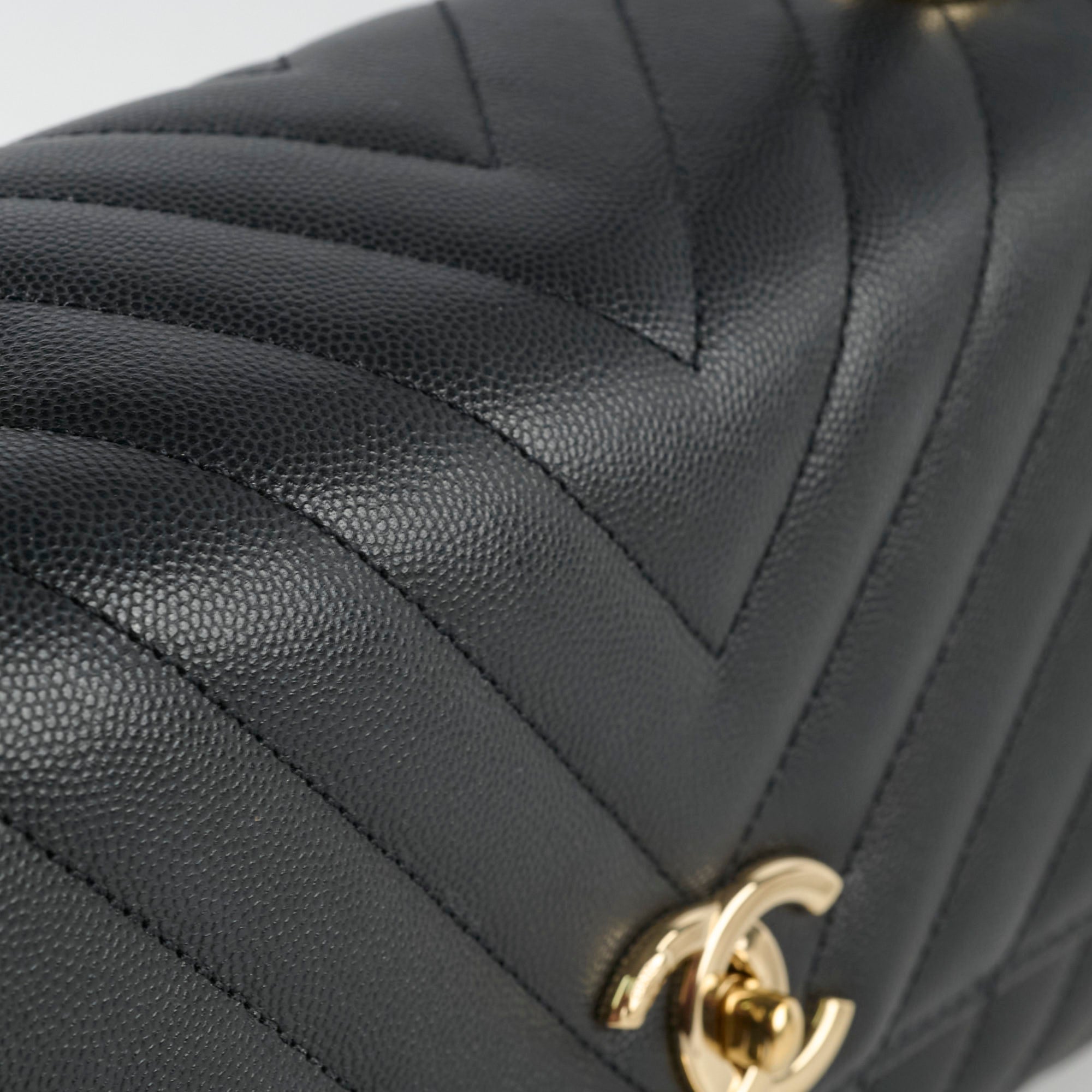 Chanel Medium Coco Handle Bag - Black Chevron Leather with Lizard Top Handle | Luxury Designer Handbag for Women, Perfect for Work, Parties & Special Occasions
