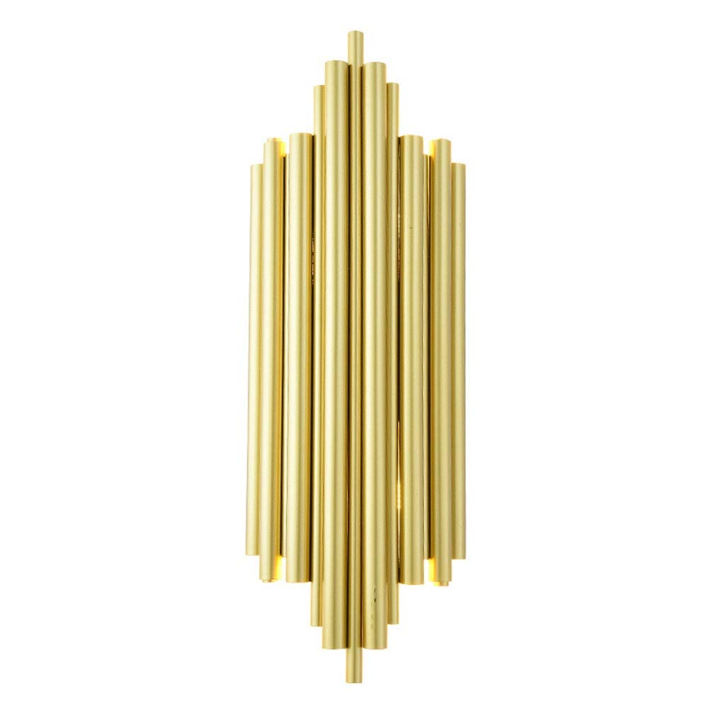 Postmodern Gold Aluminum Tube Wall Lamp Sconce - G9 Bulb Nordic Creative Minimalist Bedroom & Living Room Lighting - Surface Mounted Decorative Fixture for Bedside, Dining Room (White Light) - Perfect for Modern Home, Apartment, and Office Decor
