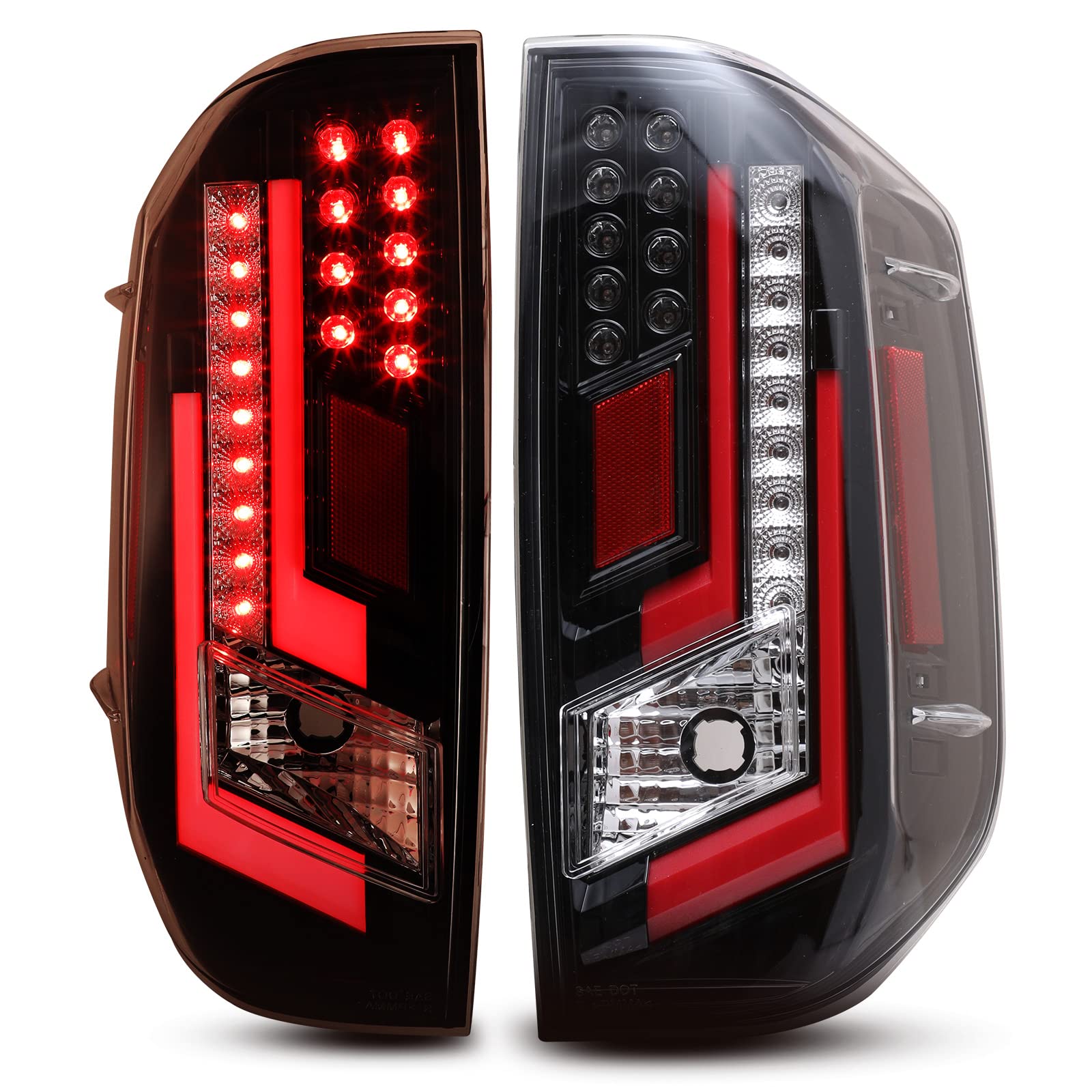 2014-2021 Toyota Tundra LED Tail Lights Assembly - Black Housing/Clear Lens with Red DRL Light (1 Pair) | Direct Replacement for Improved Visibility & Style | Perfect for Night Driving & Off-Road Adventures