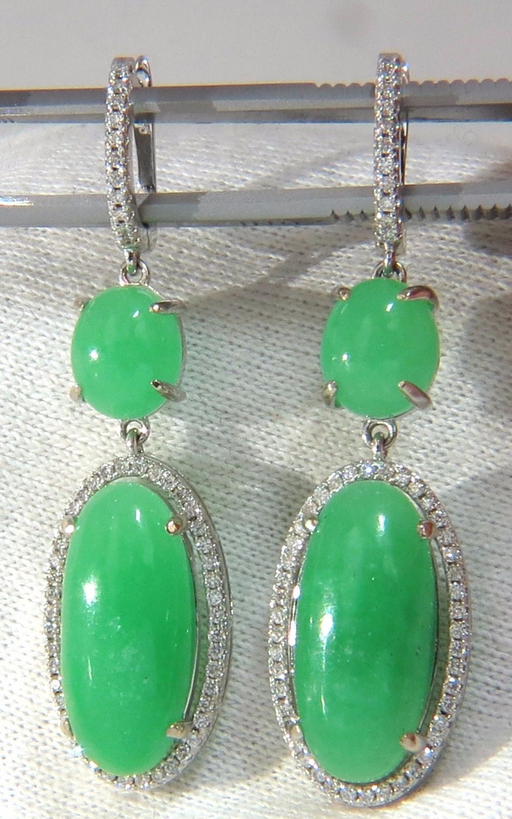 27.80ct Natural Green Quartz Diamond Dangle Earrings in 14K Gold - Elegant Drop Earrings for Women, Perfect for Weddings, Parties & Special Occasions