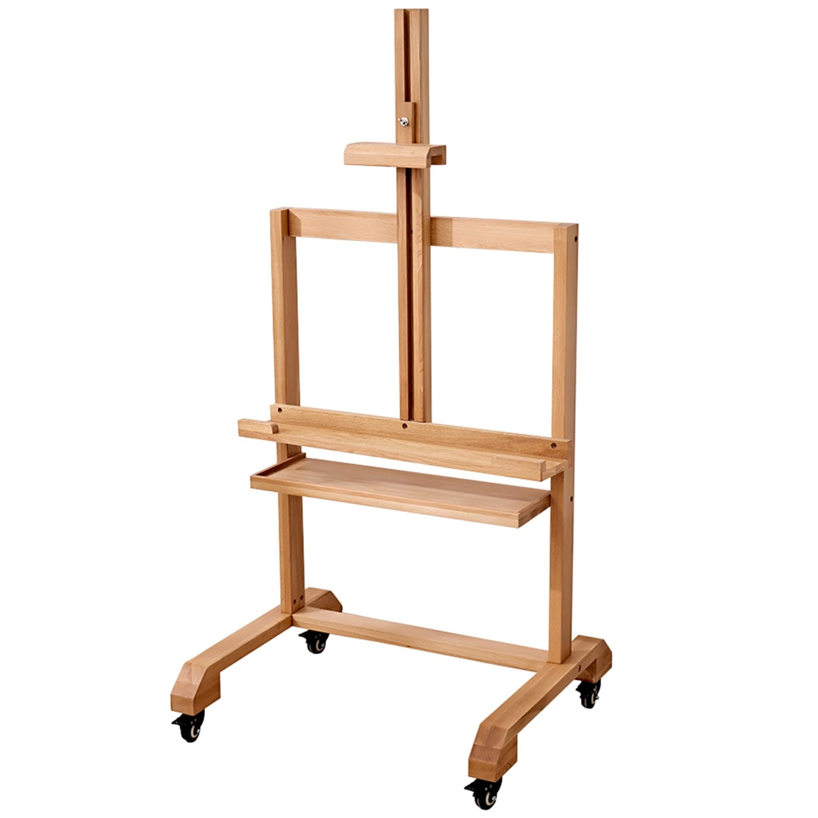 Rolling TV Stand Cart with Storage Shelf - Mobile Wooden Floor Standing TV Mount for Living Room, Office, Studio & Showroom - Space Saving Solution for Home Entertainment & Workspaces