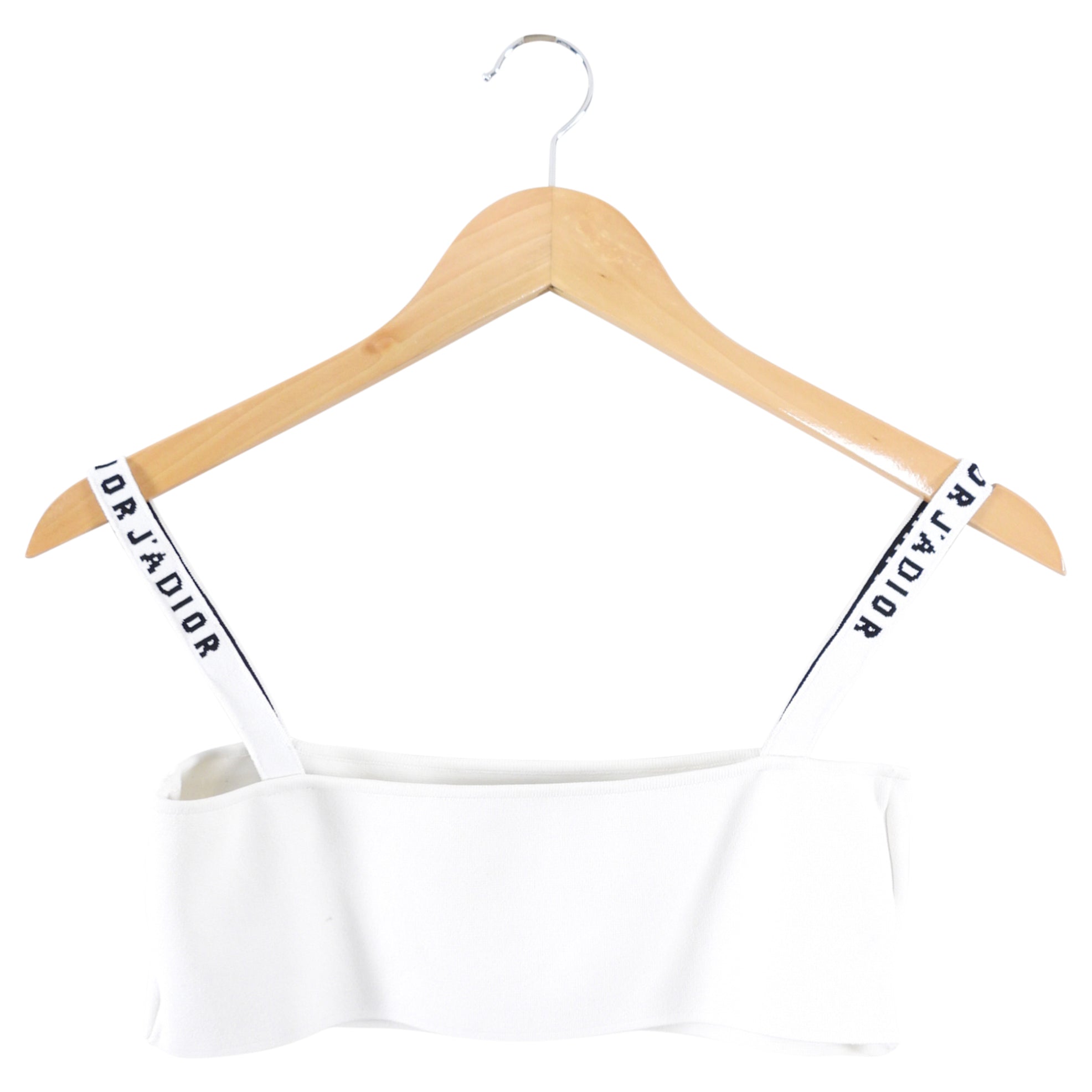 Christian Dior White Knit Crop Bandeau Tank Top - Women's Fashion Summer Essential for Beach & Party Outfits
