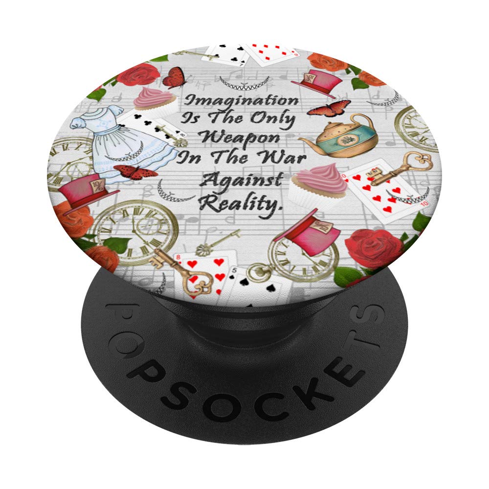 Alice In Wonderland Collage - Imagination Quote PopSockets PopGrip | Swappable Phone & Tablet Grip for iPhone, Samsung | Perfect for Reading, Gaming & Daily Use