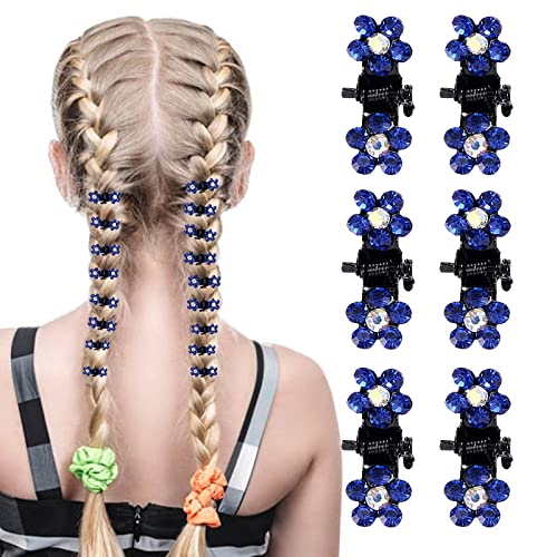 6-Piece Mini Rhinestone Hair Claw Clips Set - Non-Slip Metal Teeth Hair Clips for Women & Girls, Sparkly Flower Hair Accessories for Parties, Weddings, Daily Styling
