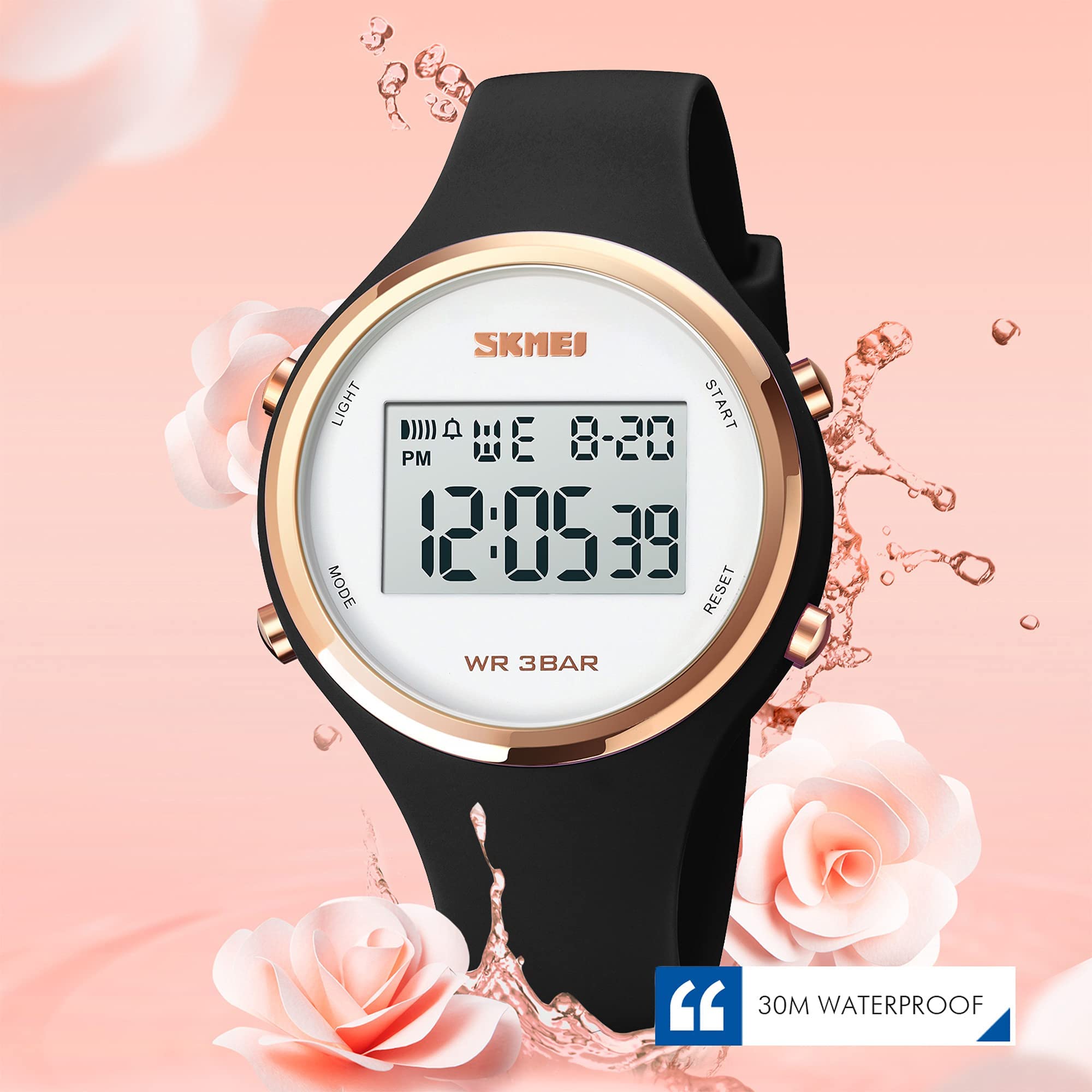 Findtime Women's Digital Sports Watch - Waterproof 30M, Stopwatch, Alarm, LED Backlight, Calendar, Week Date, Silicone Strap - Perfect Gift for Active Women & Girls - Ideal for Running, Swimming & Outdoor Activities