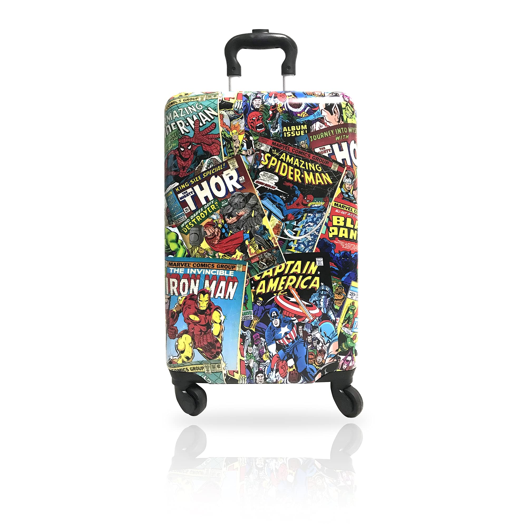 Marvel Comic Heroes 20-Inch Hard-Sided Spinner Luggage | Kids Carry-On Rolling Suitcase for Travel | Lightweight Durable Tween Travel Trolley | Perfect for Airplane Trips, School, and Family Vacations
