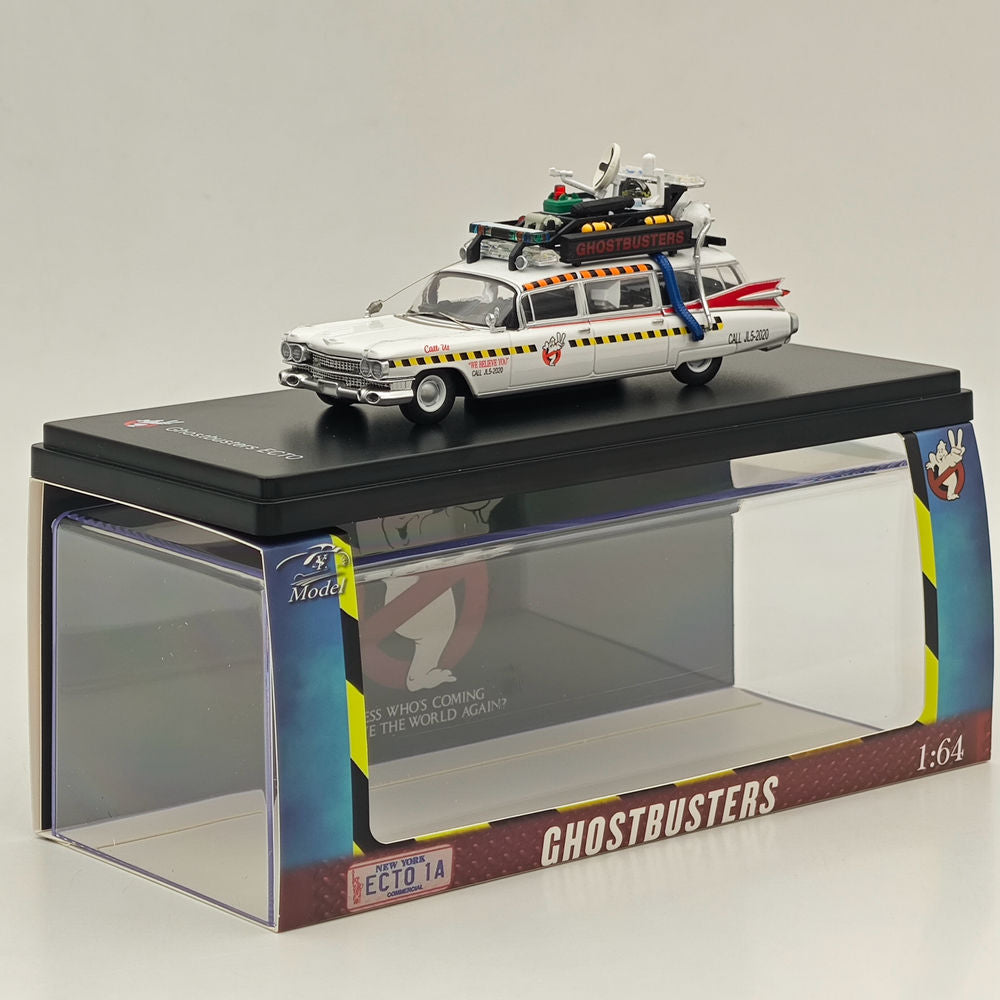 1/64 Scale YS Cadillac Ghostbusters ECTO-1A Diecast Model Car - Highly Detailed Collectible Miniature for Movie Fans & Car Enthusiasts - Perfect for Display, Gifts, and Ghostbusters Memorabilia Collections