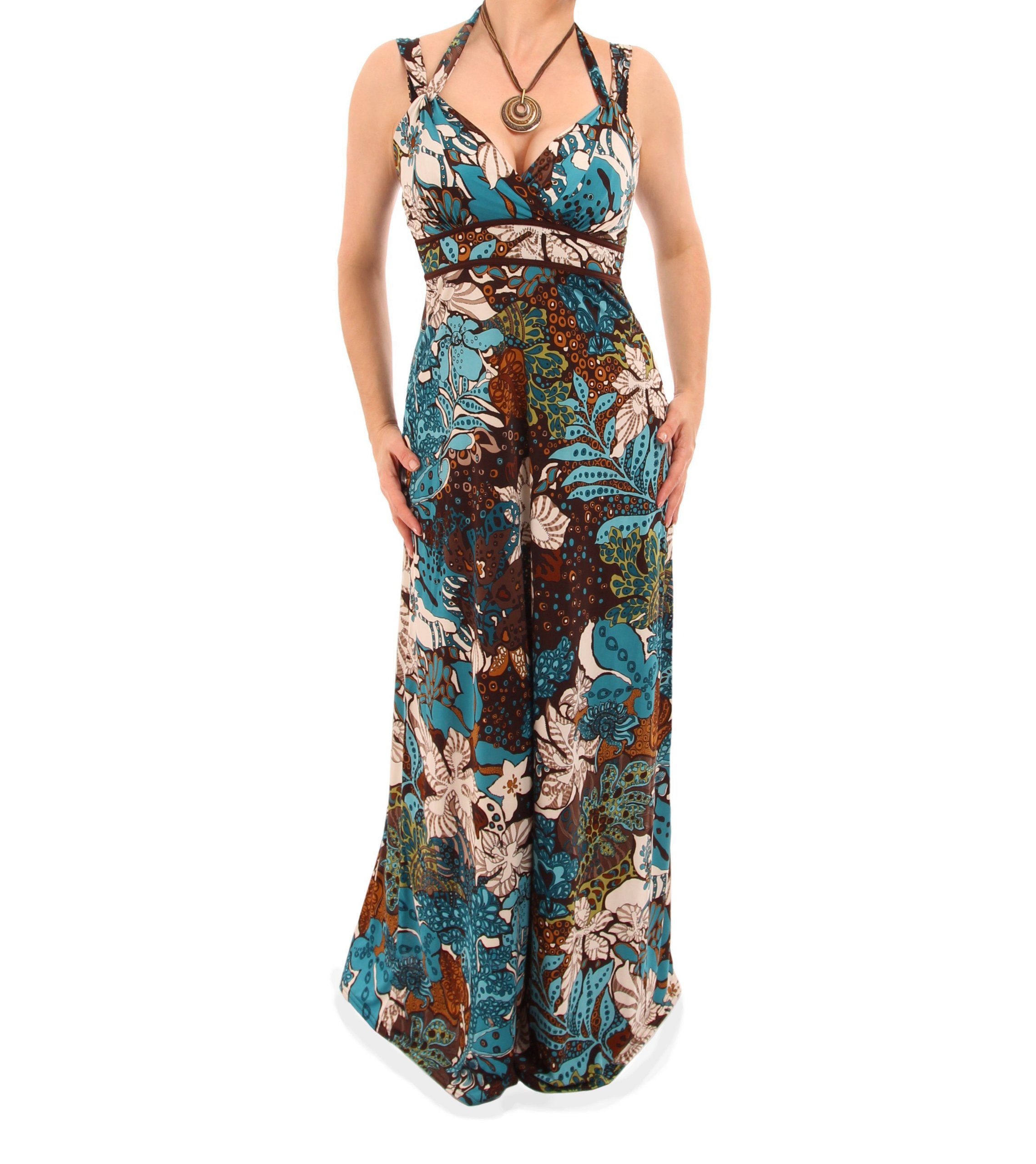 Blue Floral Print Maxi Dress for Women - Summer Beach Party, Vacation, Boho Chic Outfit
