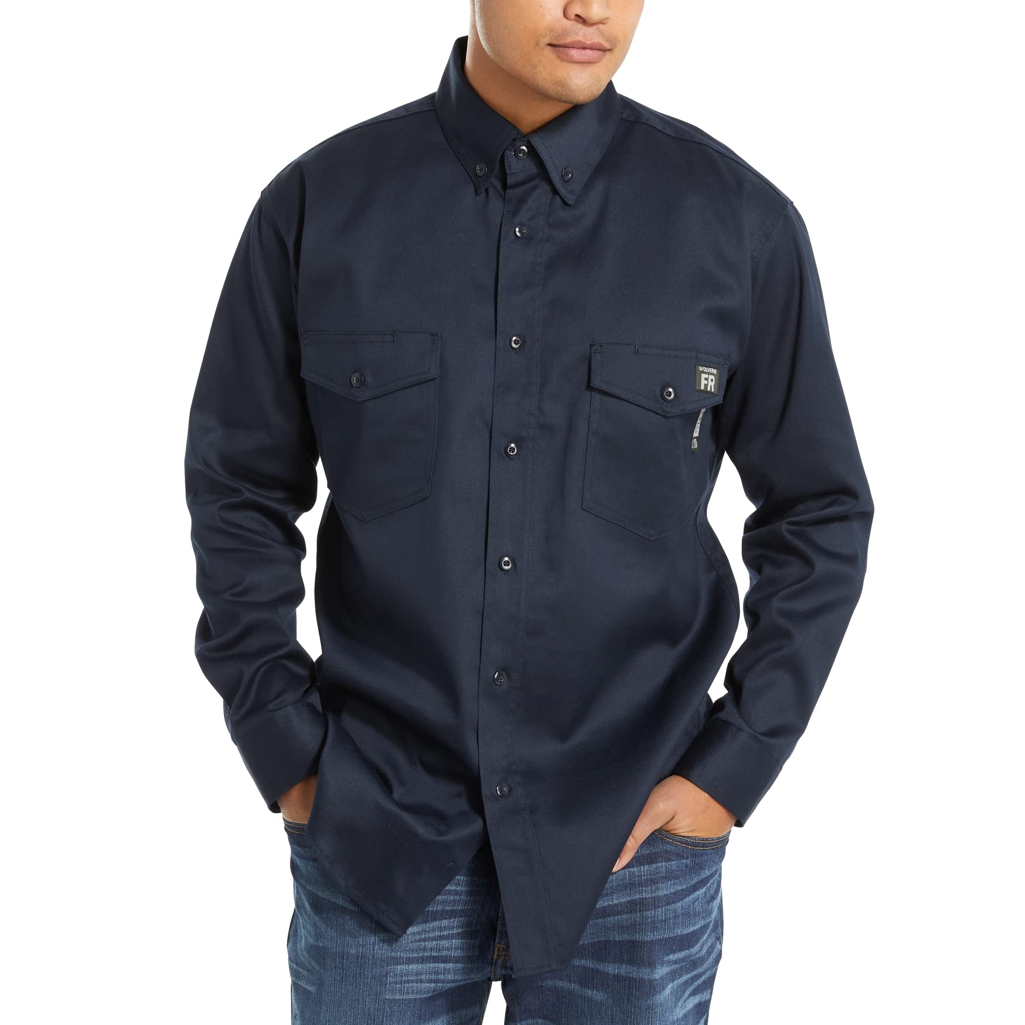 Wolverine Men's Flame Resistant Twill Work Shirt - Durable Safety Apparel for Construction, Welding & Industrial Work