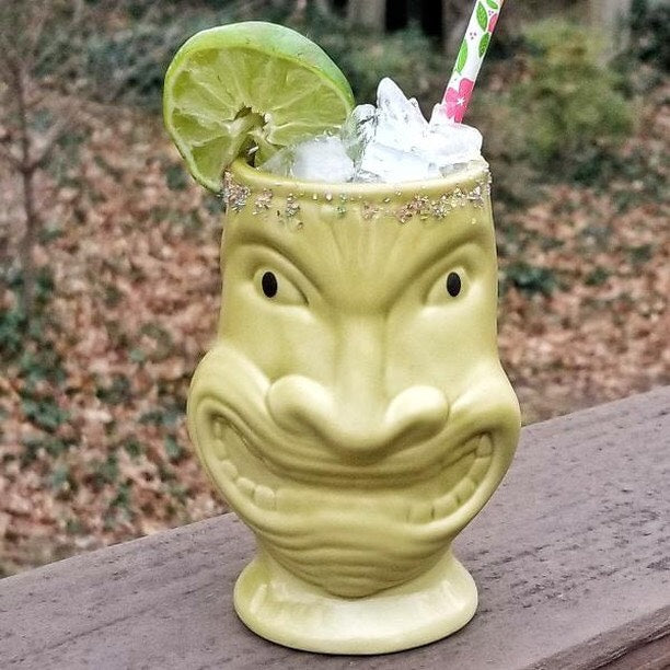 BarConic® 12 oz Tiki Cocktail Glasses - Funny Face Drinking Cups for Tropical Themed Parties, Luau Decor & Summer Beverages