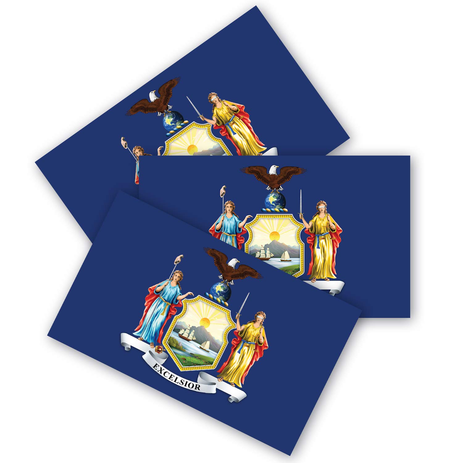 3-Pack New York State Flag Stickers - Durable Waterproof Vinyl Bumper Decals for Cars, Laptops & Windows | Perfect for NY Pride, Travel Souvenirs & Patriotic Decor