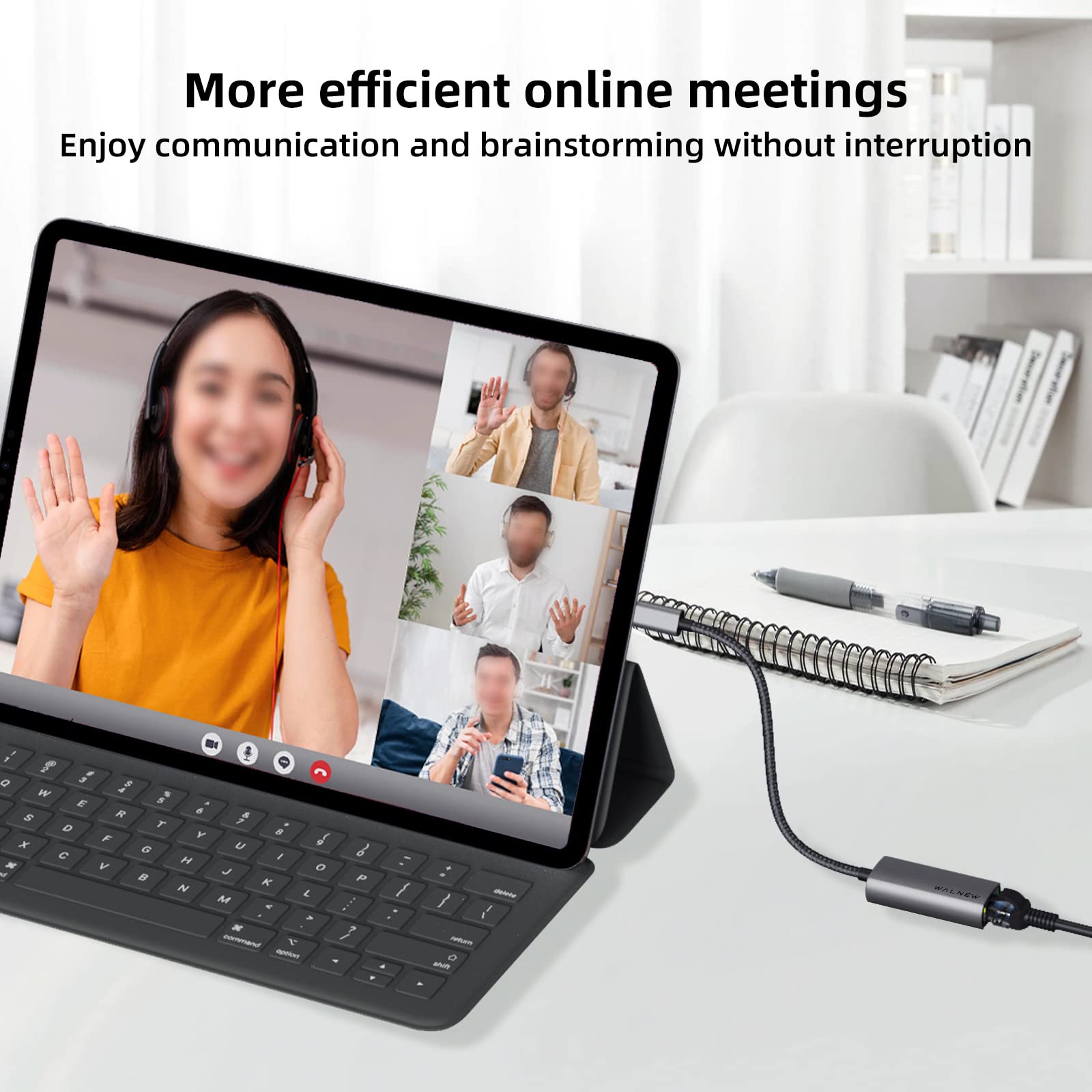 USB-C to Ethernet Adapter, WALNEW USB-C to RJ45 Gigabit LAN Adapter, Thunderbolt 3 Compatible for MacBook Pro/Air, iPad 10th Gen, Dell XPS, Chromebook, Surface, Samsung Galaxy Tab - High-Speed Wired Internet for Home Office, Gaming & Remote Work