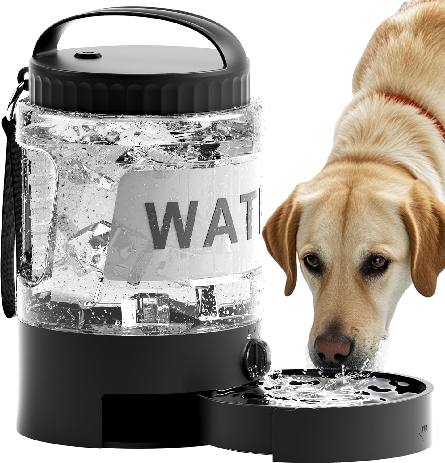 **98oz Portable Dog Water Bottle with Bowl - BPA Free Travel Water Dispenser for Dogs, Large Pet Water Bowl for Camping, Hiking & Outdoor Adventures**