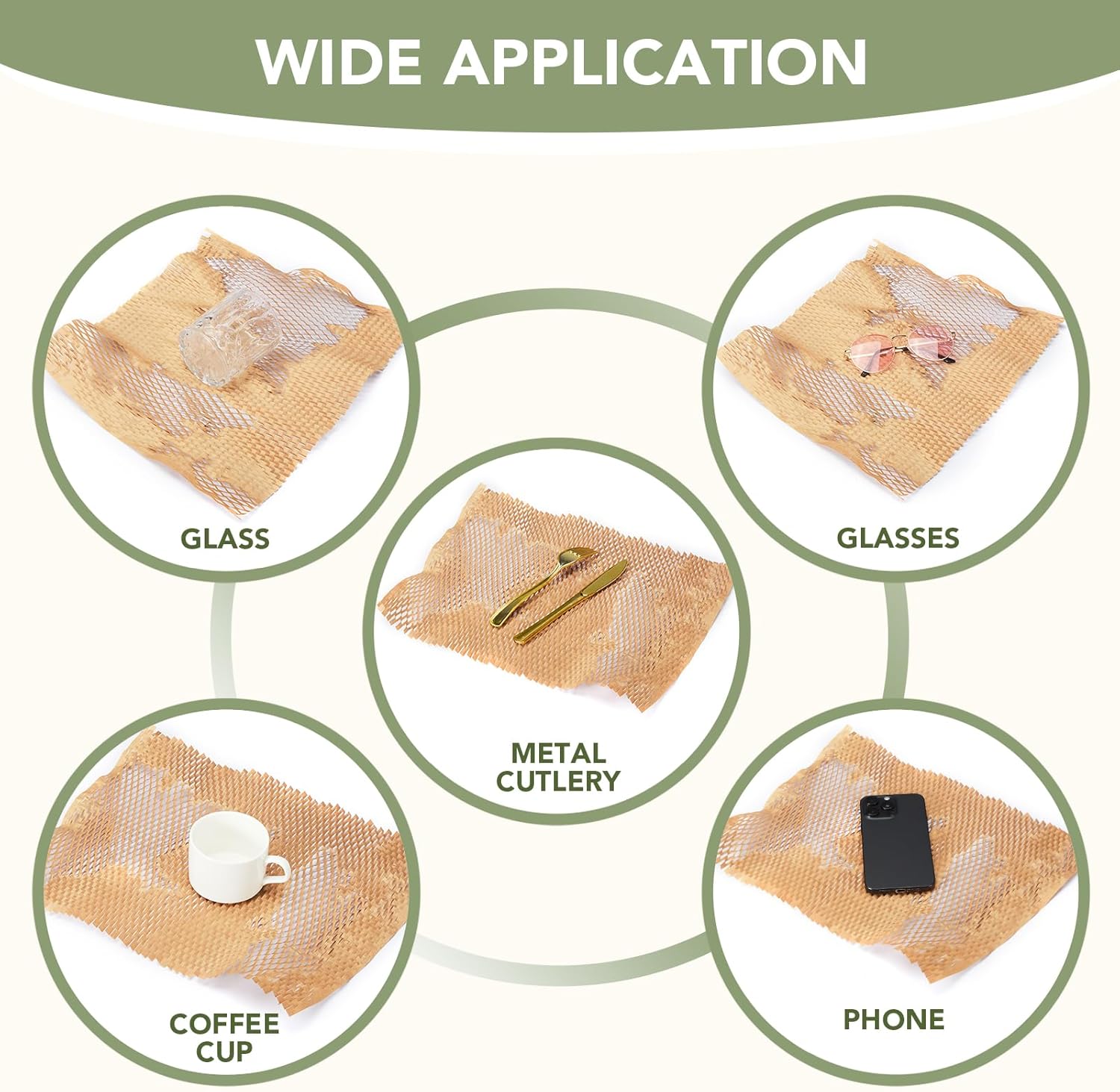 12x12 Inch Honeycomb Packing Paper Sheets - Eco-Friendly Cushioning Wrap for Shipping, Moving & Gift Packaging - Perfect for Fragile Items, Dishes & Glassware Protection