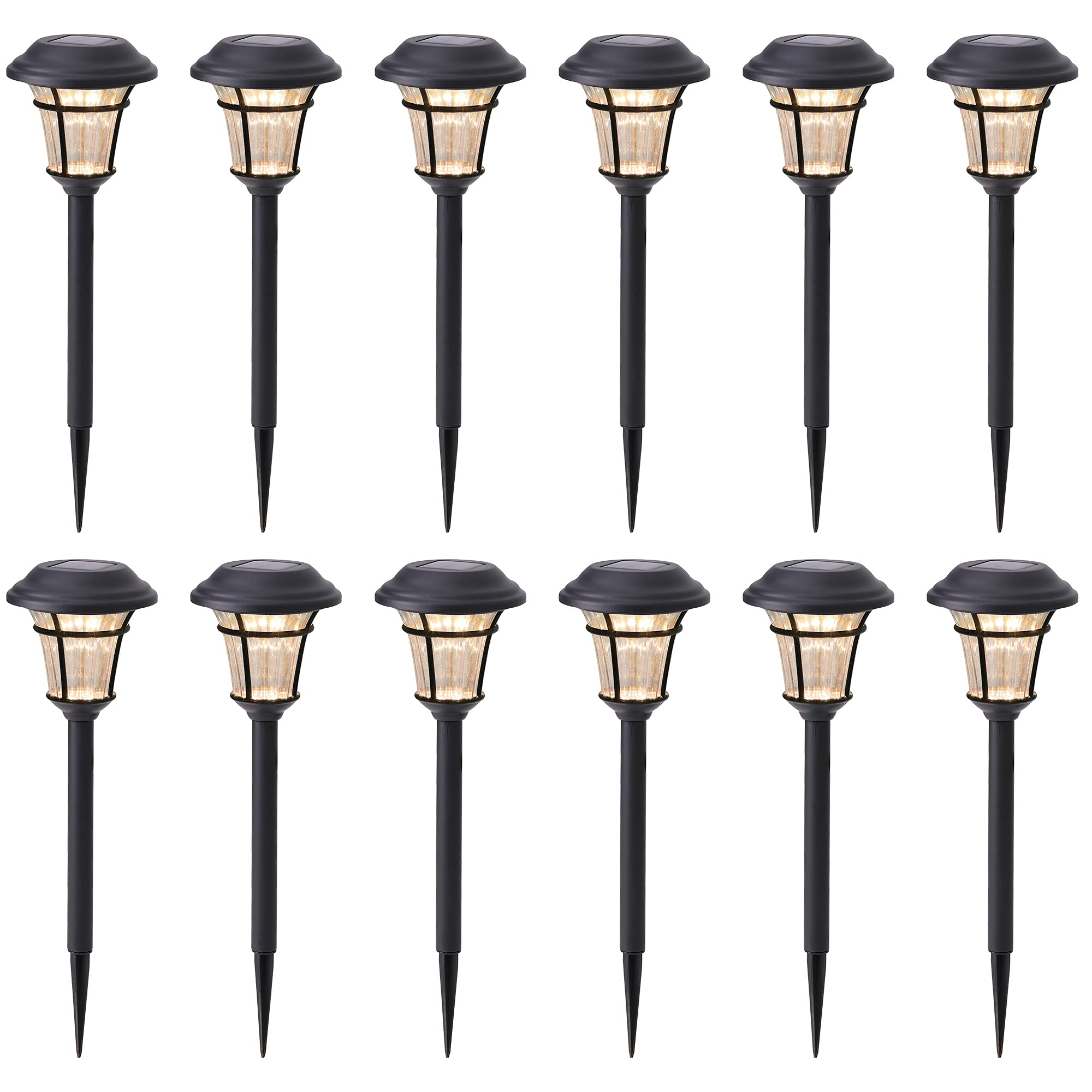 12 Pack Solar Pathway Lights Outdoor - Waterproof Solar Garden Lights for Patio, Yard, Driveway, Walkway | Dusk to Dawn Auto On/Off | Perfect for Landscape Lighting, Garden Decor, Backyard Illumination