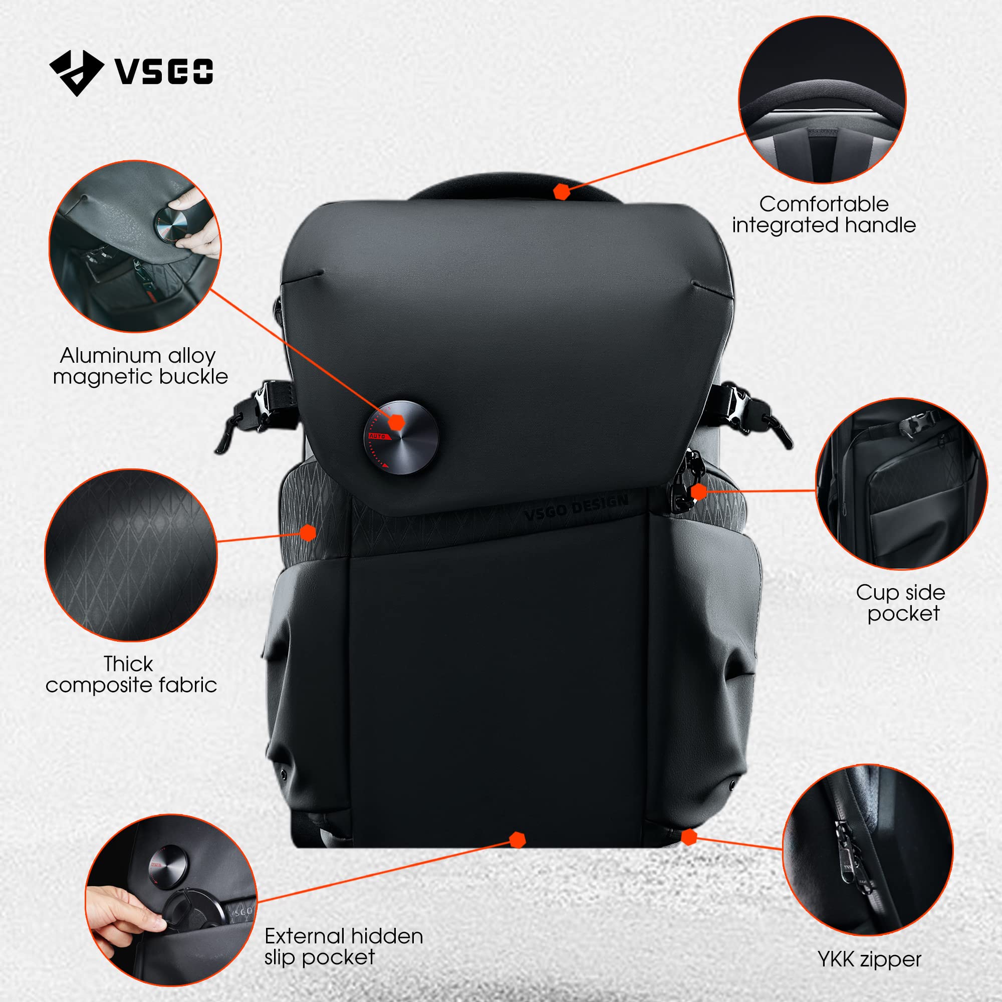 VSGO 20L Professional DSLR Camera Backpack - Large Capacity Waterproof Camera Bag for Sony, Canon, Nikon, DJI Stabilizers - Fits 15.6