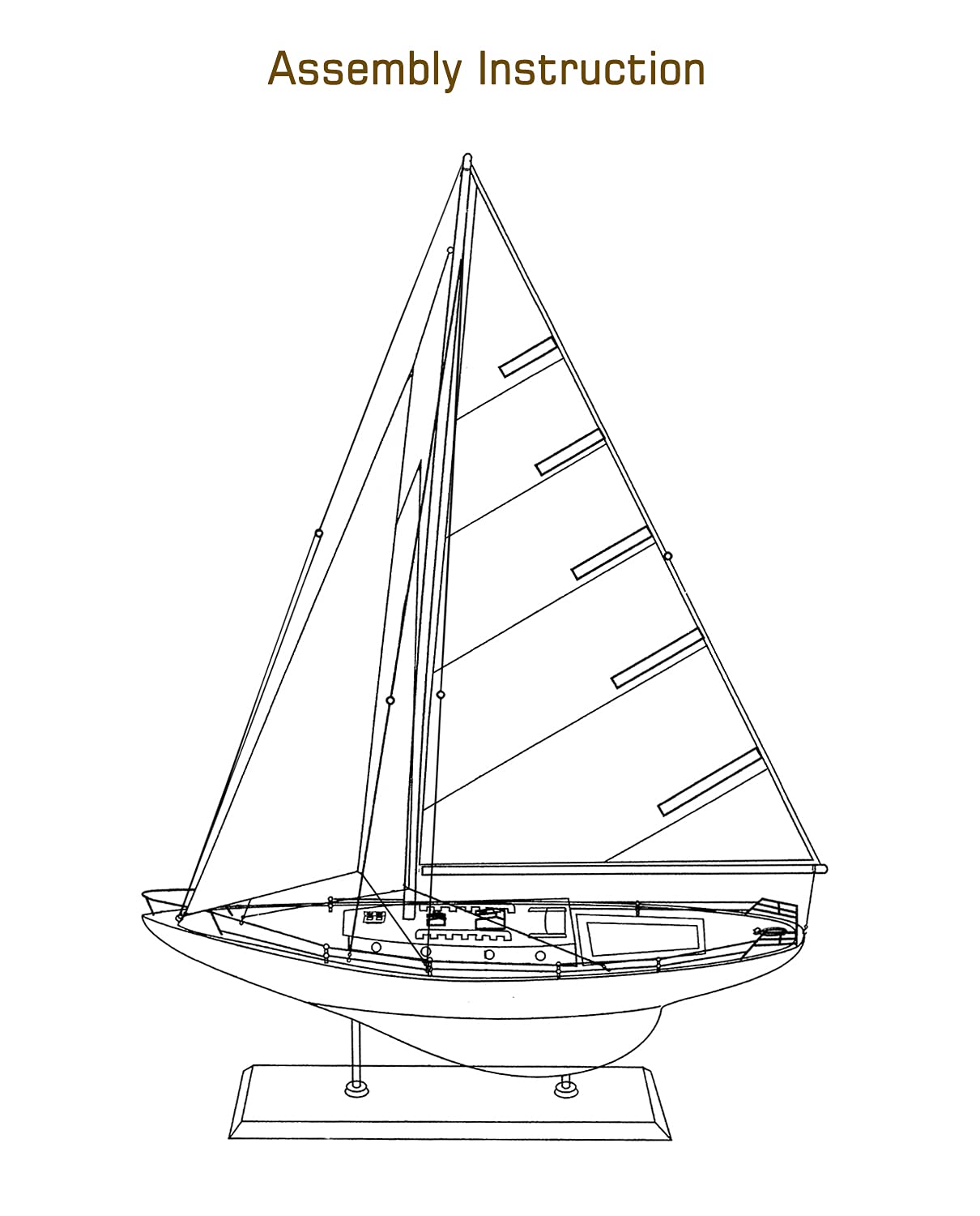 Wooden Sailboat Model Decor - Antique Navy Yacht for Home & Office Display