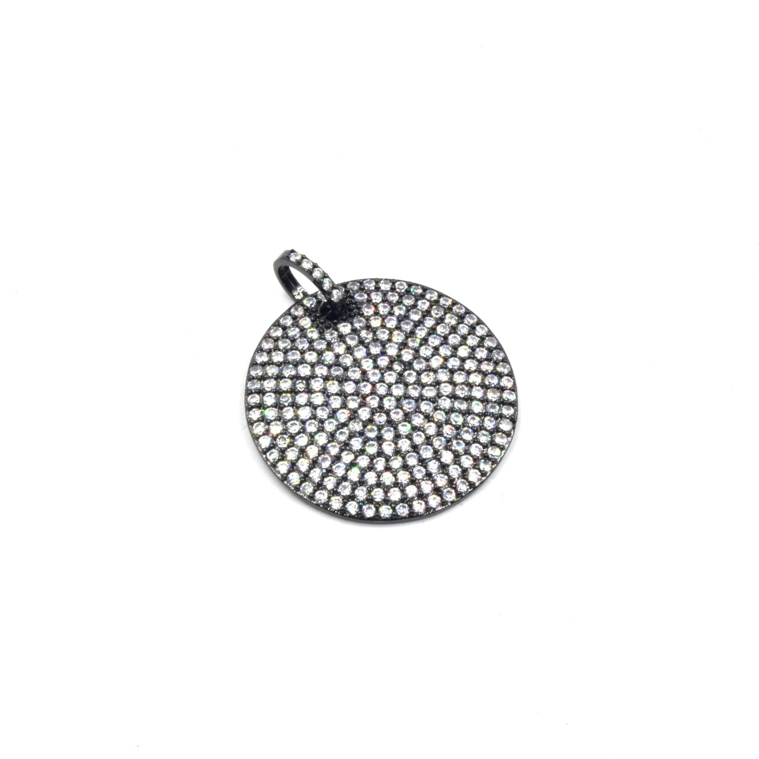 CZ Circle Pendant Necklace - 29mm Round Cubic Zirconia Charm in Rose Gold, Silver, Gunmetal & Bronze - Perfect for Layering, Gifts & Everyday Jewelry