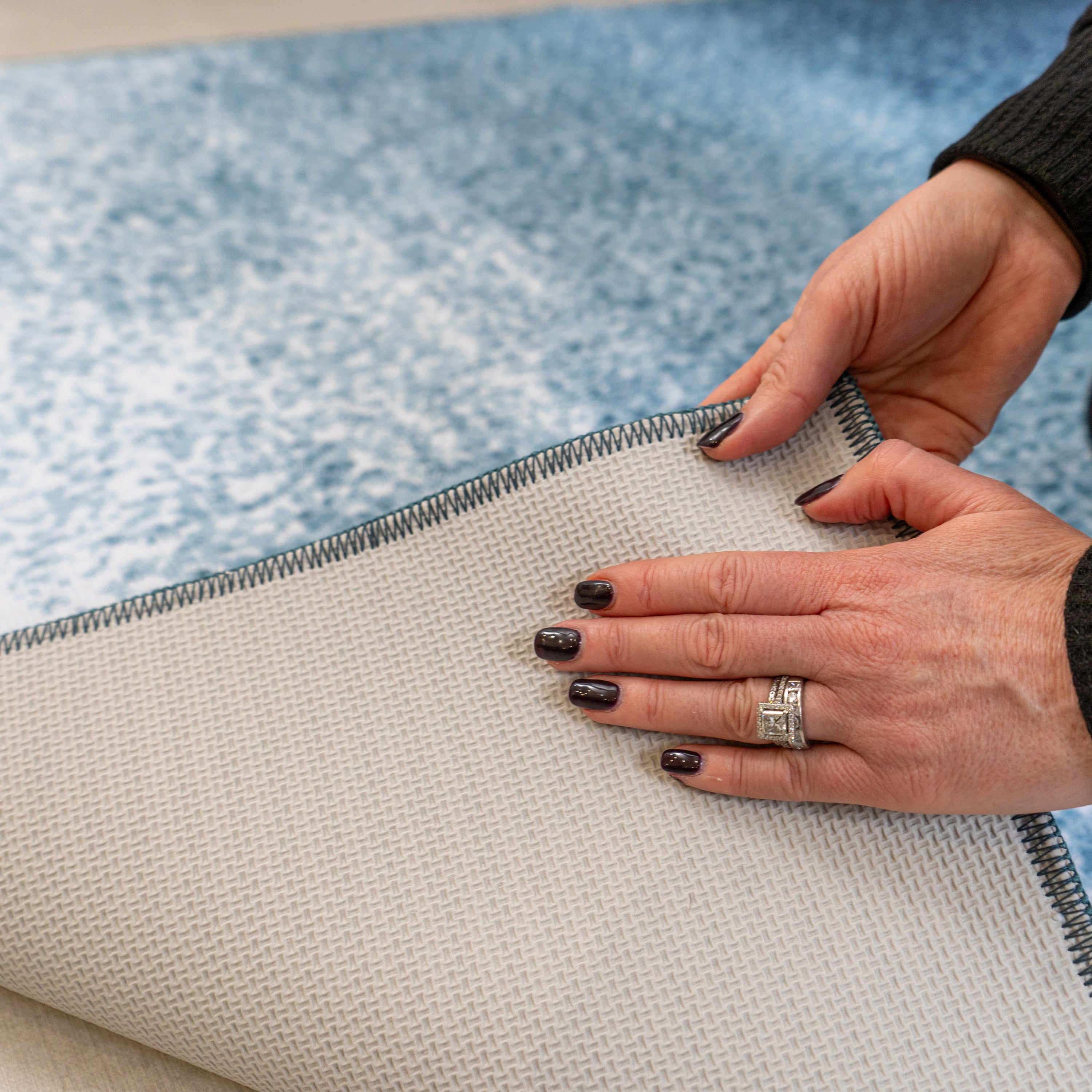 Fusion Lex Washable Rug - Blue | Non-Slip & Machine Washable Area Rug for Living Room, Bedroom, or Nursery | Soft & Durable Home Decor