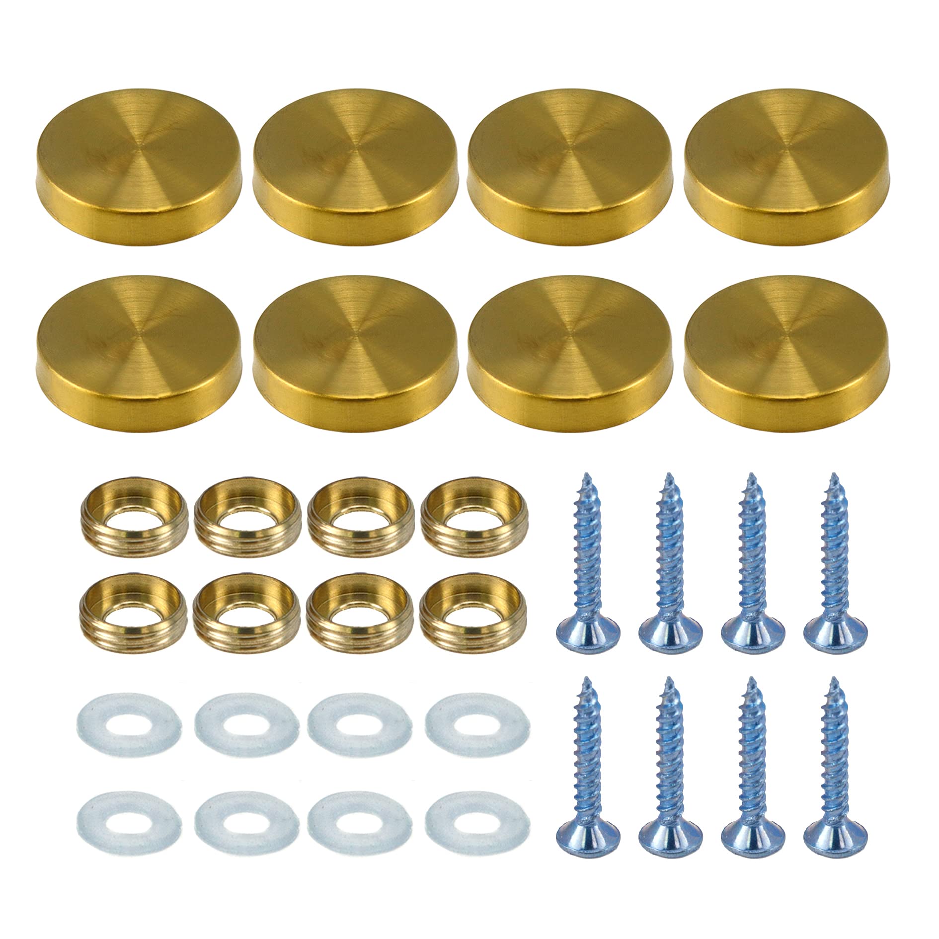 8Pcs 25mm Golden Stainless Steel Mirror Screw Caps - Decorative Nails for Mirrors, Furniture & Advertising Displays - Perfect for Home Decor, Retail Stores and DIY Projects